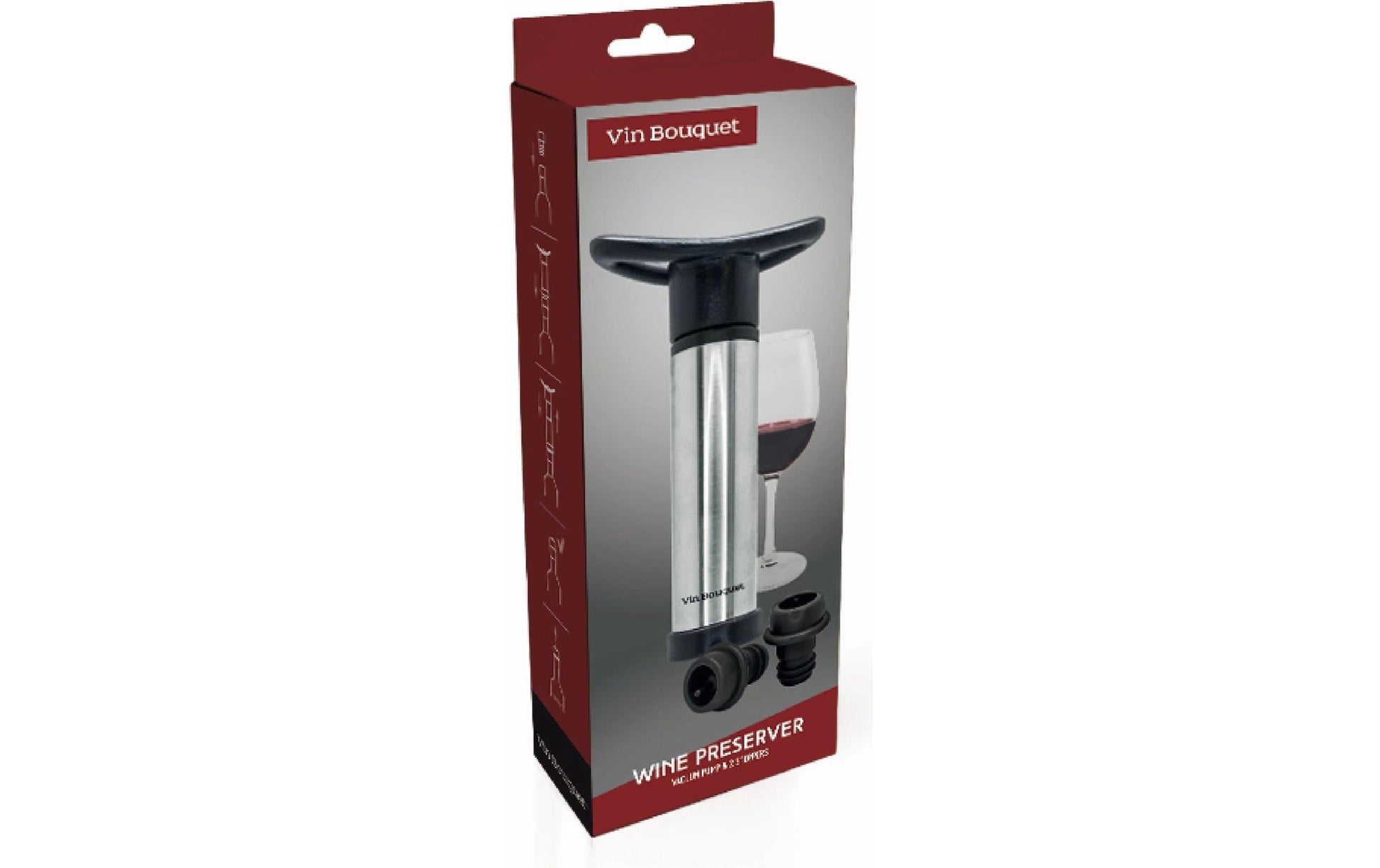 Vin Bouquet Flaschenverschluss – 22 cm, Edelstahl/Kunststoff (ABS), 3-teilig, Vakuum