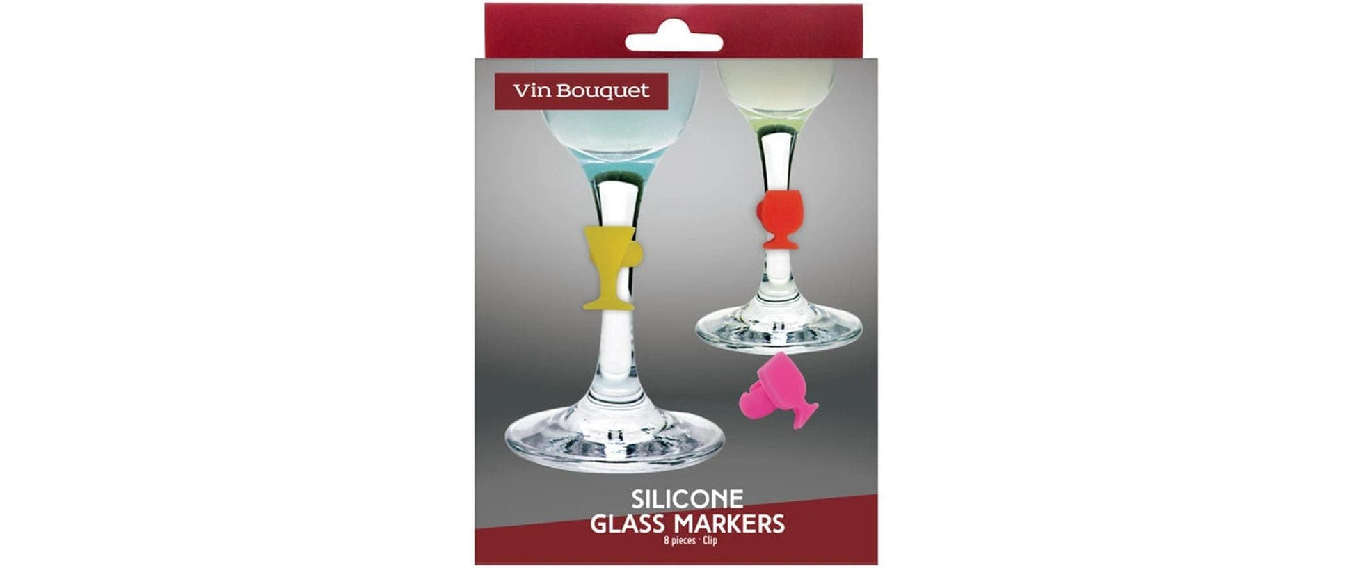 Vin Bouquet Glasmarkierer – Mehrfarbig – 11,5 × 2,5 cm – Silikon – 8 Stk
