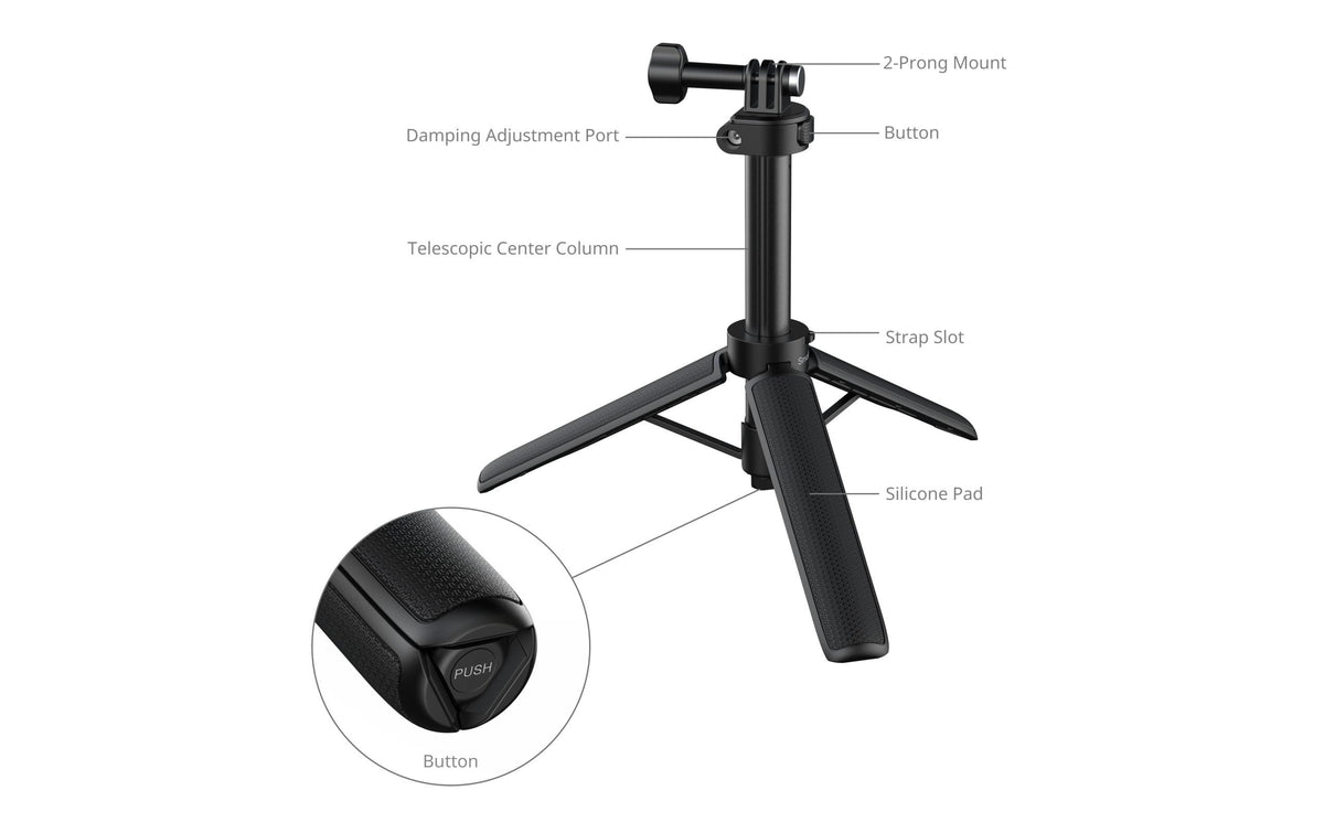 SmallRig Grip-Tripod Tischstativ – bis 52 cm, Traglast 0,5 kg, 1/4" Gewinde, Nylon/Silikon, Schwarz