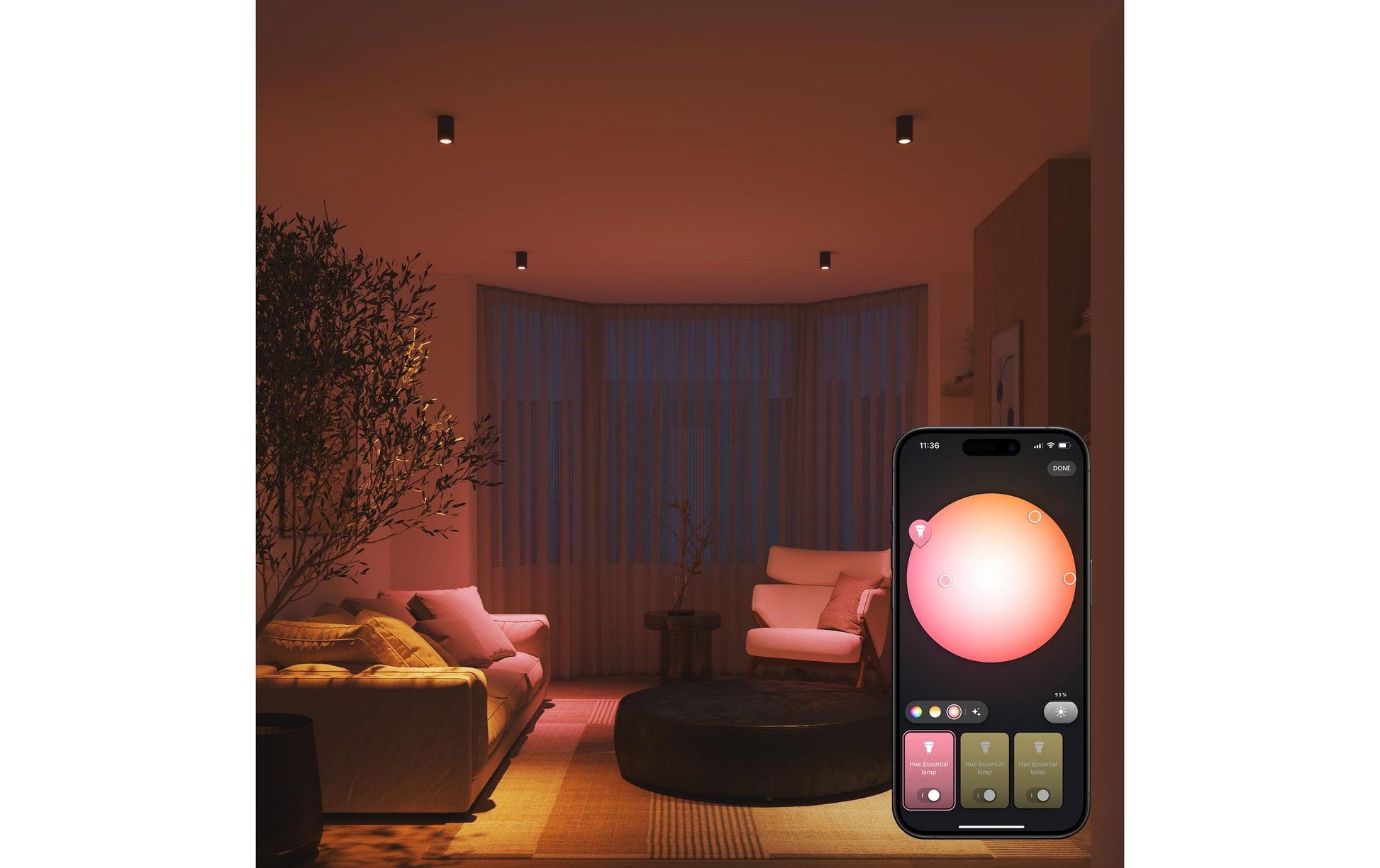 Philips by Signify Philips Hue Basis – Smart-Leuchtmittel – GU10, 345 lm, Mehrfarbig, 2’200–6’500 K – 3er-Set