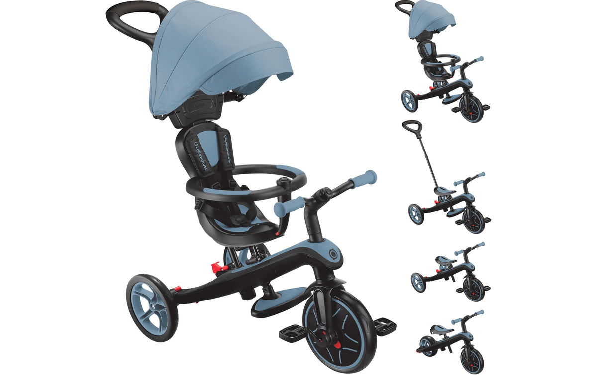 Globber Explorer Trike 4in1 Dreirad – max. Belastbarkeit 20 kg – 47 × 96 × 95 cm – ab 10 Monaten – TPR, blau
