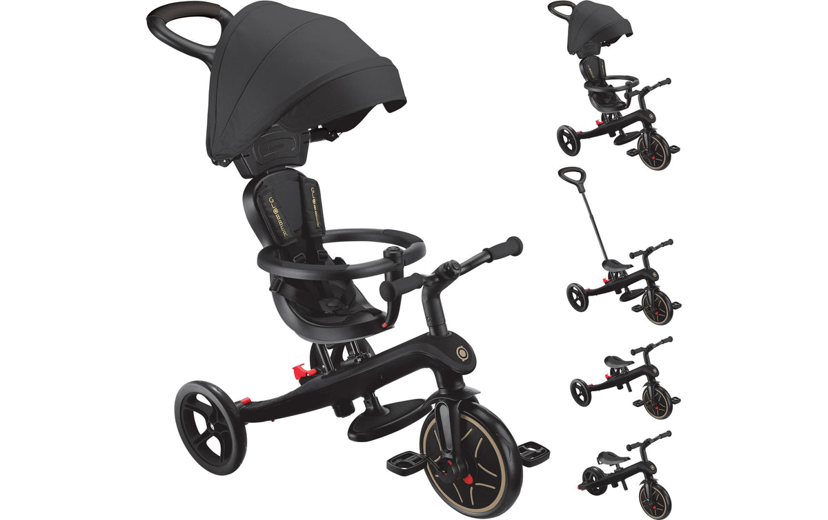 Globber Explorer Trike 4in1 Dreirad – ab 10 Monate – belastbar bis 20 kg – Kunststoff/Metall – schwarz