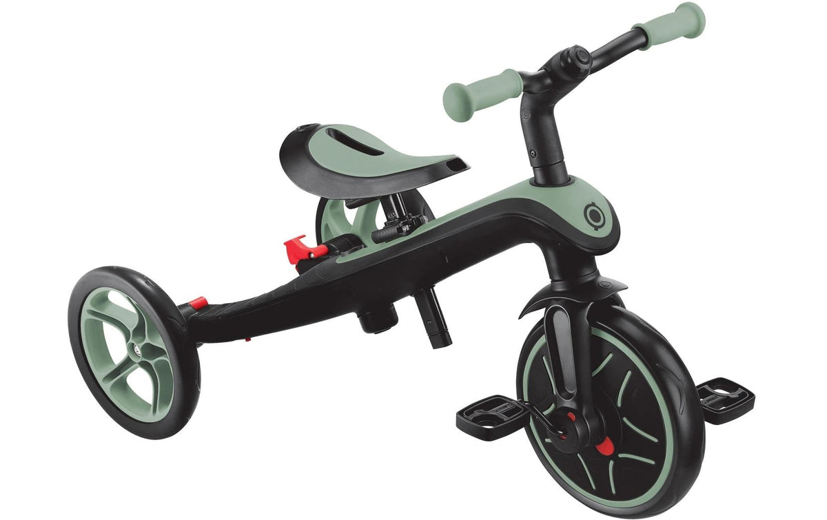Globber Explorer Trike 4in1 Dreirad – Schiebestange, Gurt – 47 × 96 × 95 cm – ab 10 Monate – 20 kg – grün