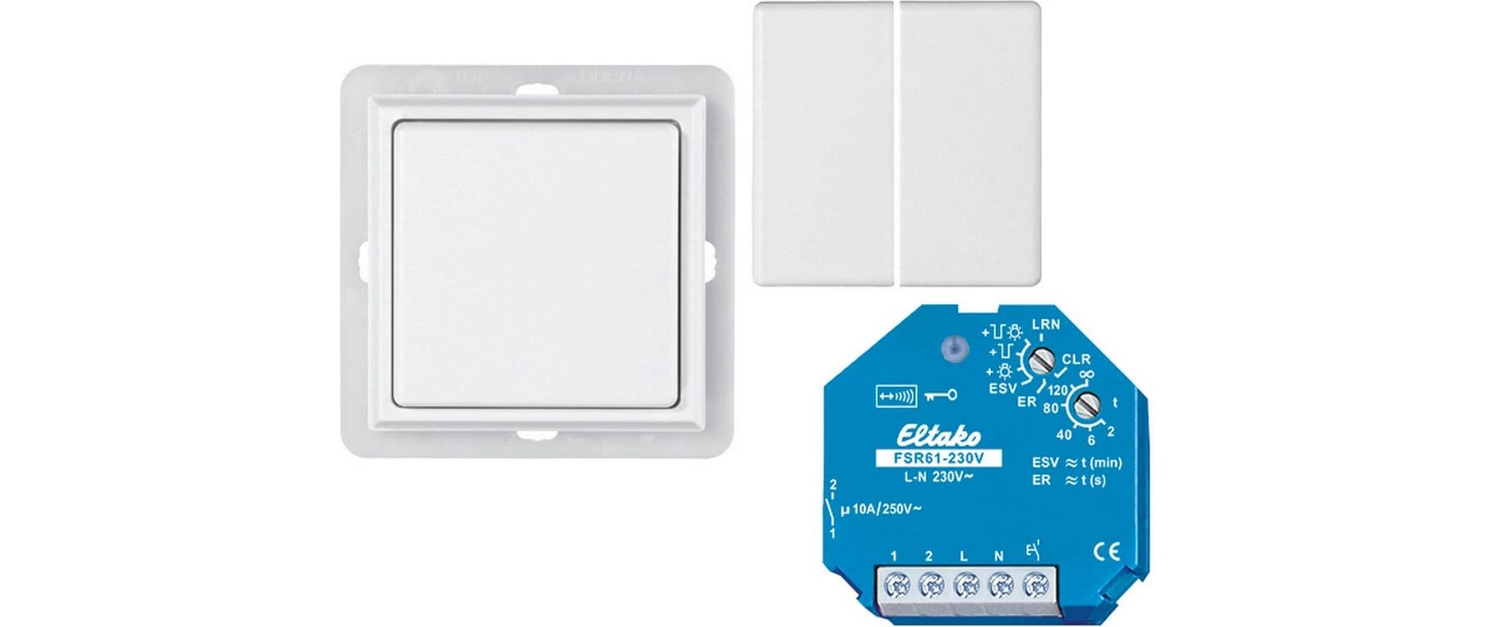 Eltako Relais mit Sockel – 1× Schliesser, Unterputzmontage – für EDIZIOdue, Kallysto und Sidus – Weiss