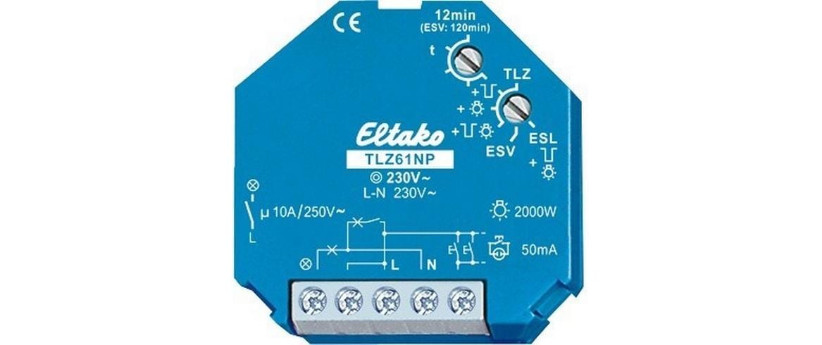 Eltako Zeitschaltuhr – 230 V, 1× Schliesser, 1× Tastereingang 230 V, Unterputzmontage – Blau – TLZ61NP