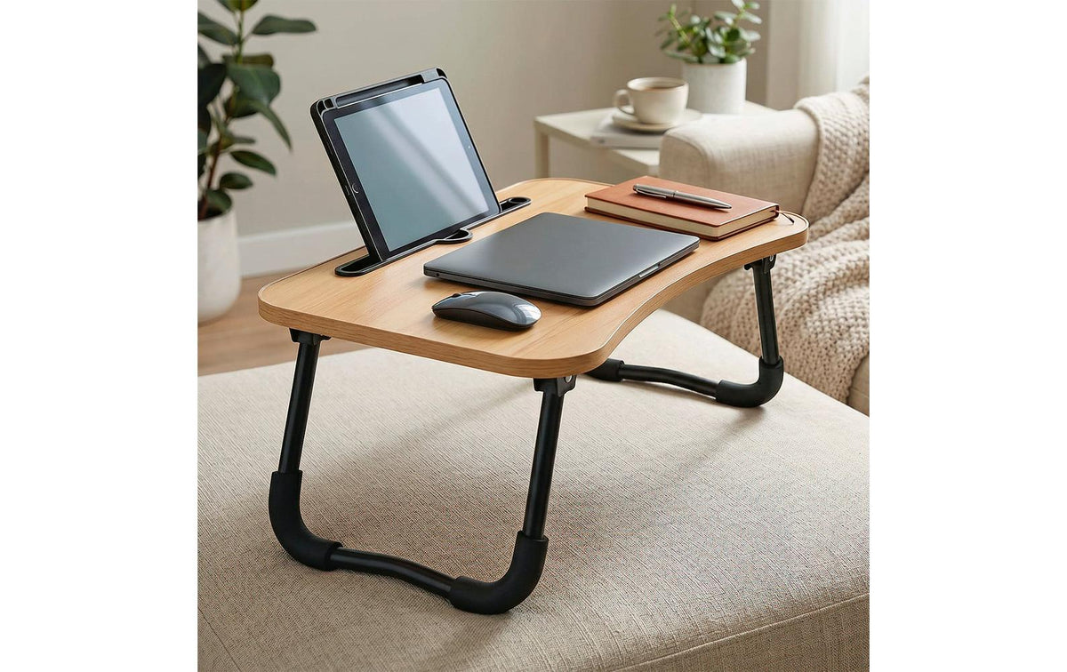 EASYmaxx Laptop-Ständer – bis 17", mit Kabeldurchführung – Braun