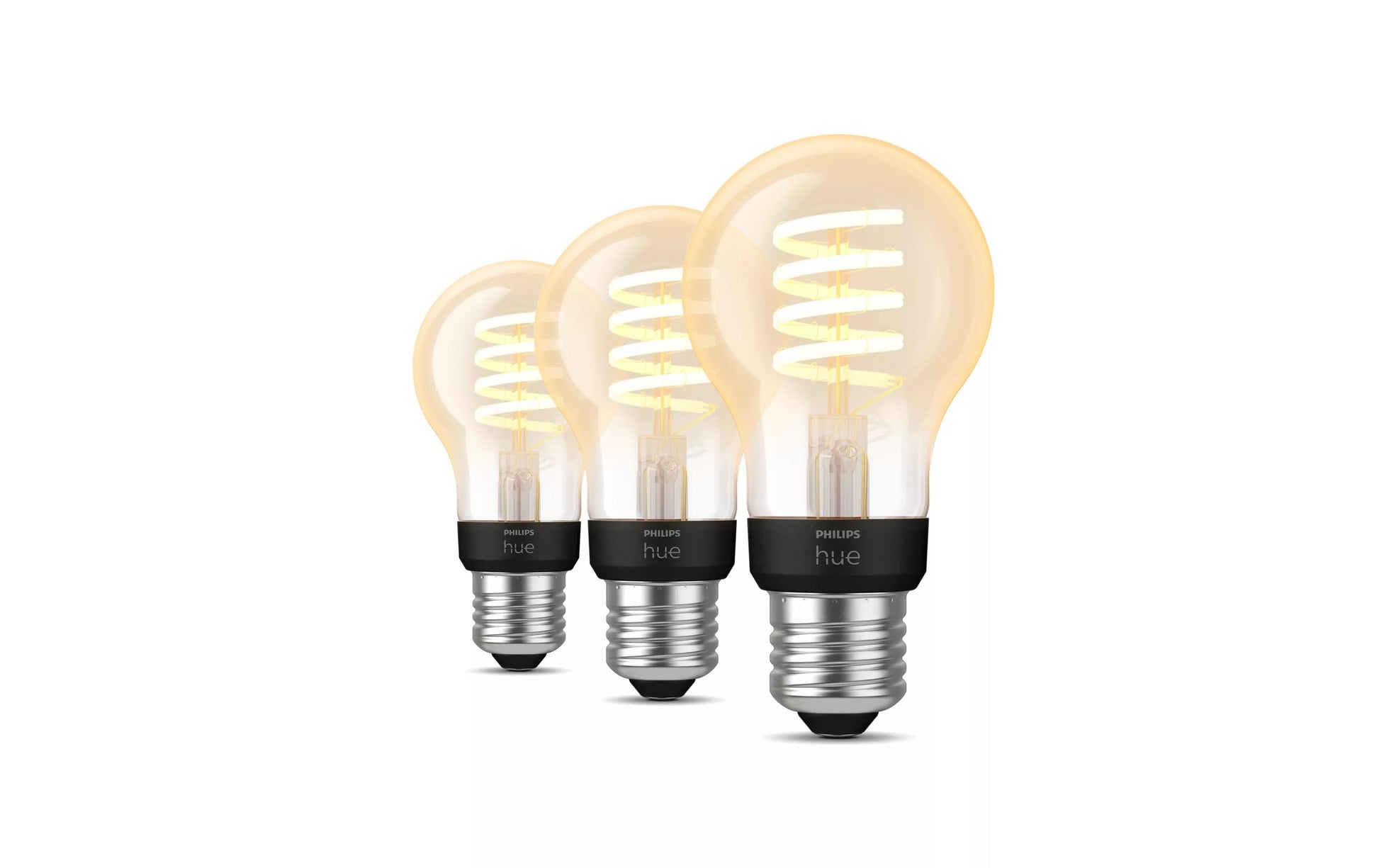 Philips by Signify Philips Hue Smart-Leuchtmittel E27 A60 – 2200–4500 K, 550 lm, 7 W, Bluetooth/Zigbee – 3 Stk. – Filament