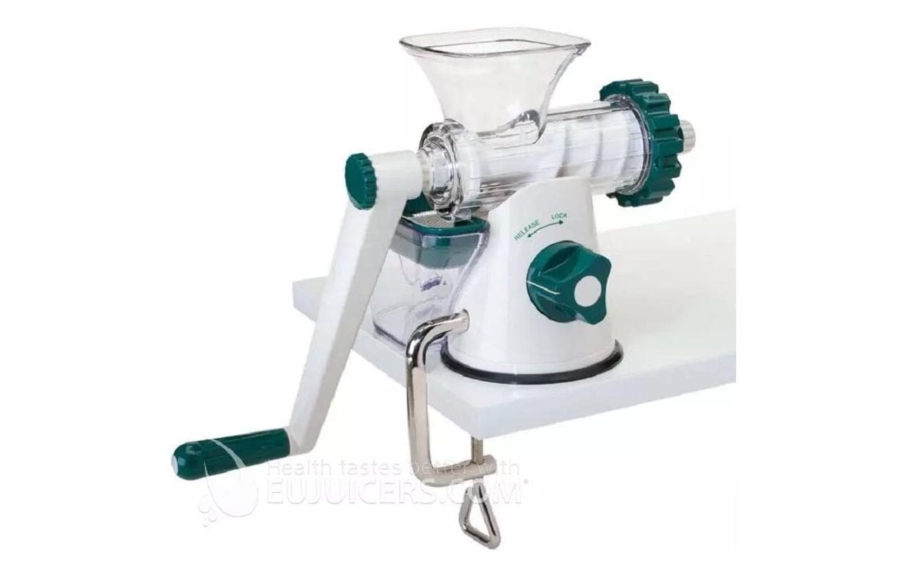 Frohkost Lexen – Handpresse 21 × 14 × 19 cm, Edelstahl/Kunststoff, BPA-frei, Grün/Weiss