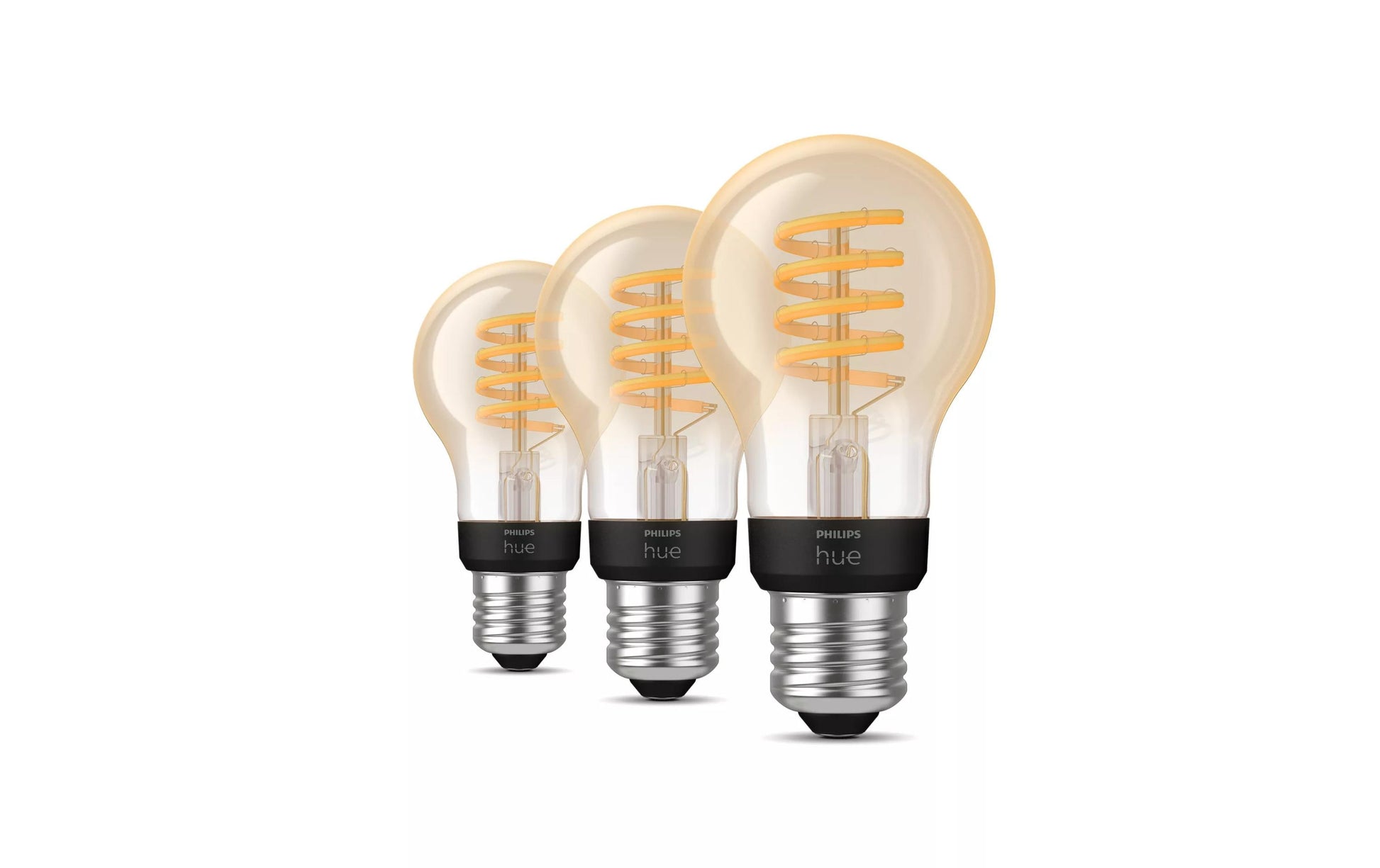 Philips by Signify Philips Hue Smart-Leuchtmittel E27 A60 – 2200–4500 K, 550 lm, 7 W, Bluetooth/Zigbee – 3 Stk. – Filament