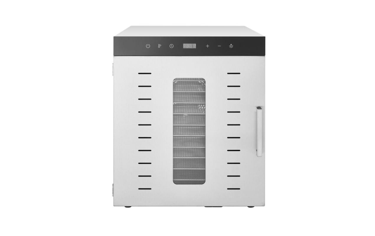 Frohkost Dörrautomat Commercial – 10 Etagen, 500 W, 30–90 °C, Timerfunktion – Edelstahl/Glas