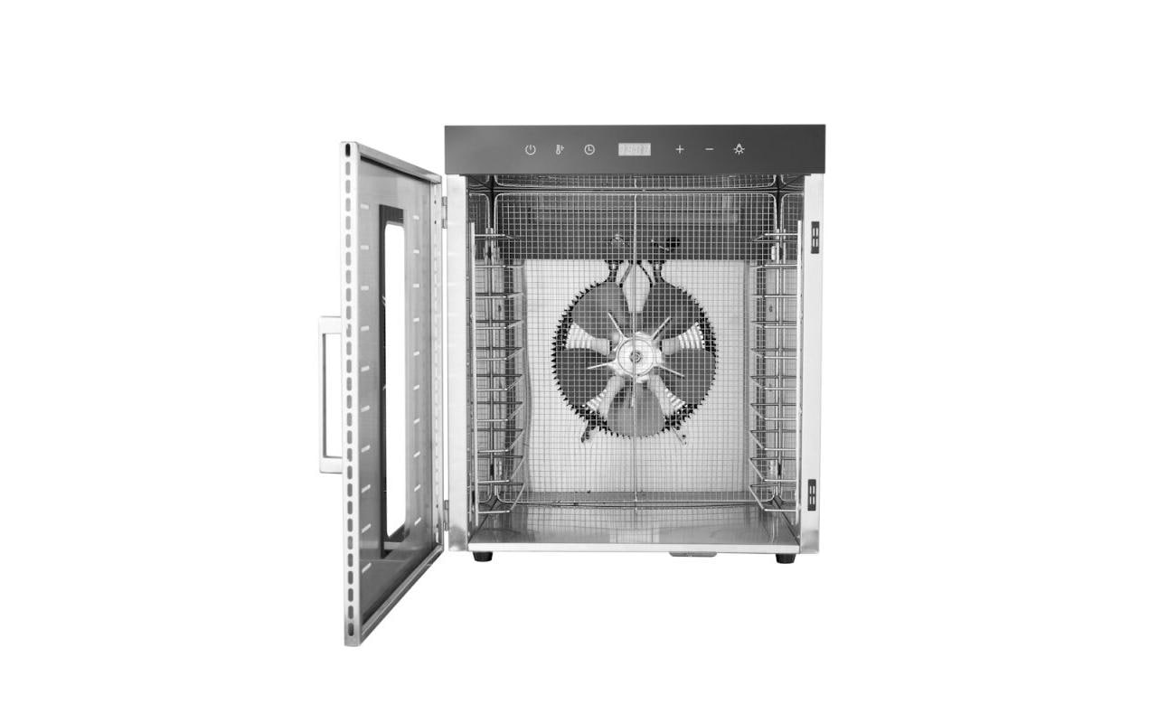 Frohkost Dörrautomat Commercial – 10 Etagen, 500 W, 30–90 °C, Timerfunktion – Edelstahl/Glas