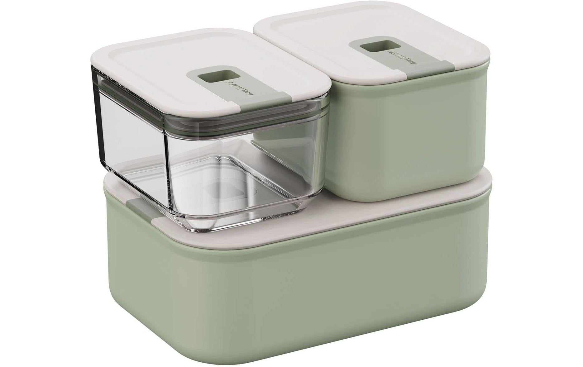 Berghoff Leo – Lunchbox, Kunststoff, Grün/Transparent/Weiss, 3-teilig