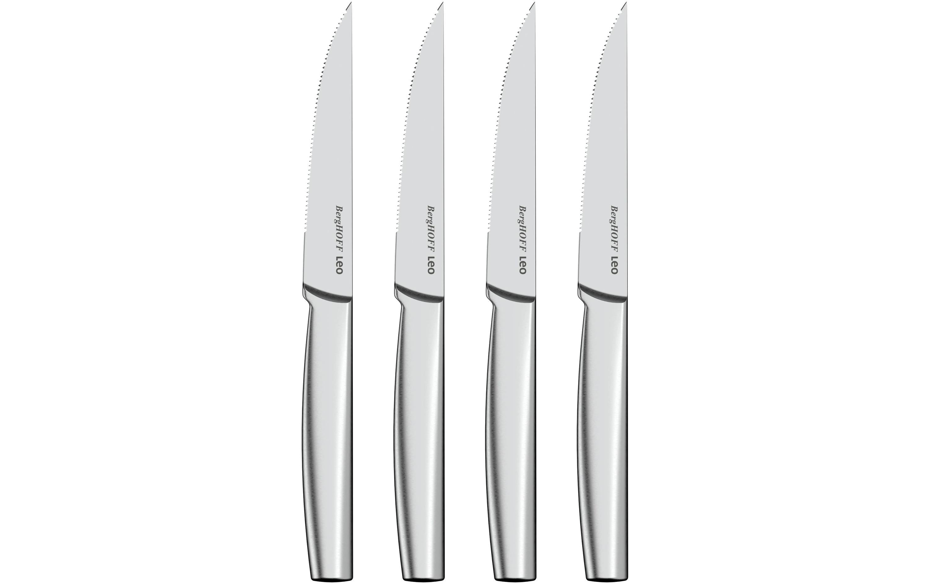 BergHOFF Steakmesser-Set – Wellenschliff, Edelstahlgriff, Silber