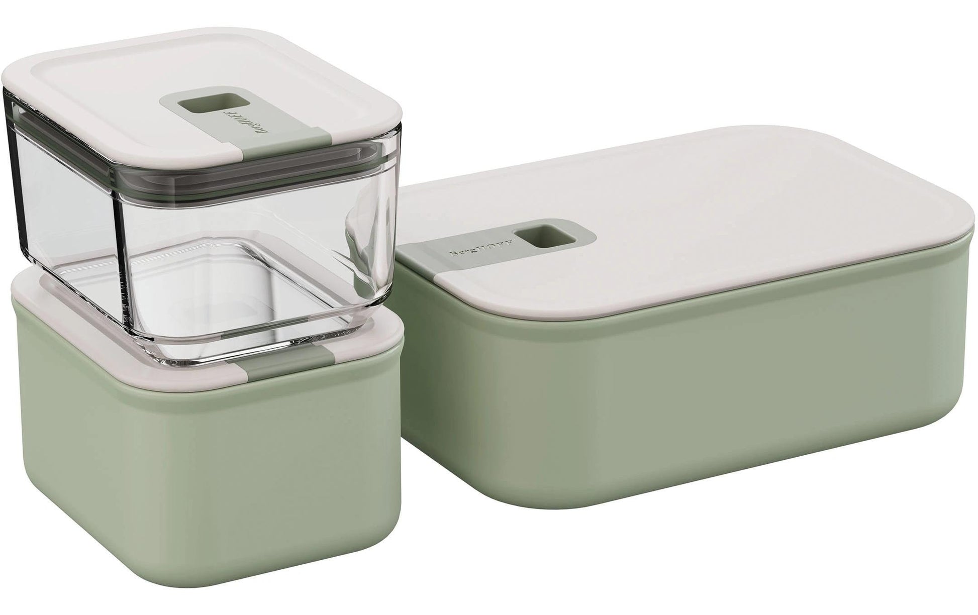 Berghoff Leo – Lunchbox, Kunststoff, Grün/Transparent/Weiss, 3-teilig