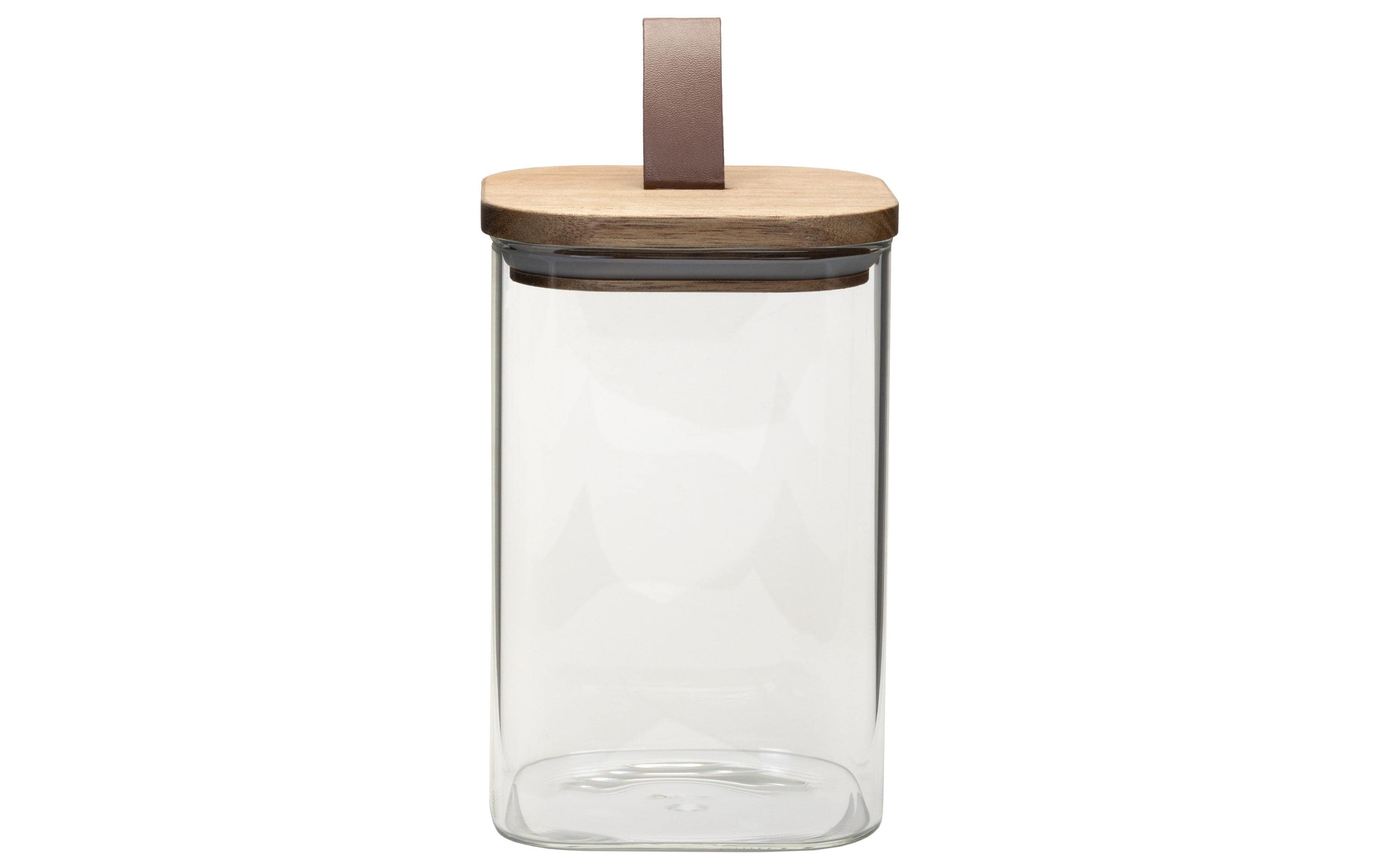 Cocon Vorratsdose 1 l, 10 × 10 × 15 cm, Glas (Borosilikat)/Kunstleder, Transparent