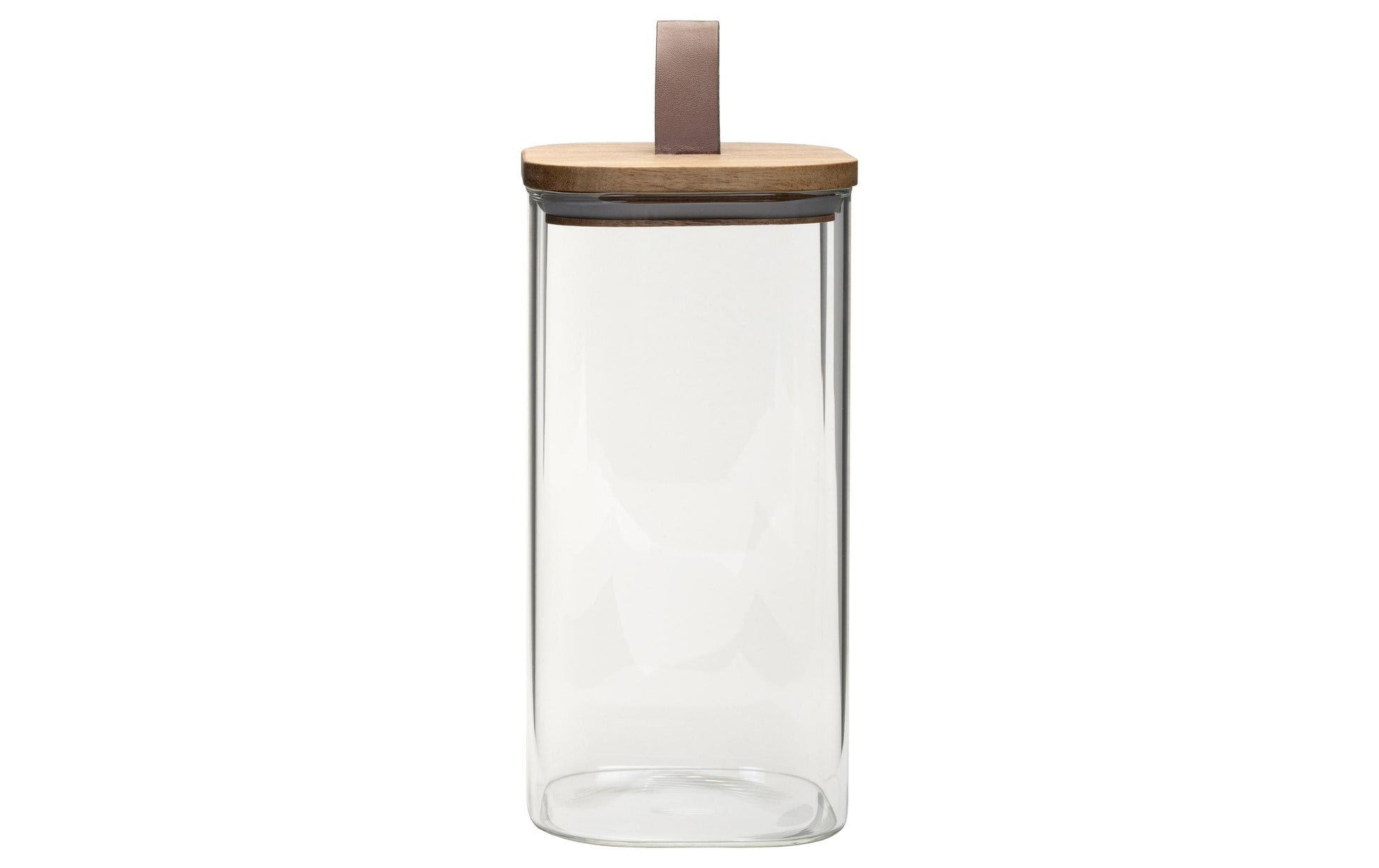 Cocon Vorratsdose 1,4 l, 10 × 10 × 20 cm, Glas (Borosilikat)/Kunstleder, Transparent
