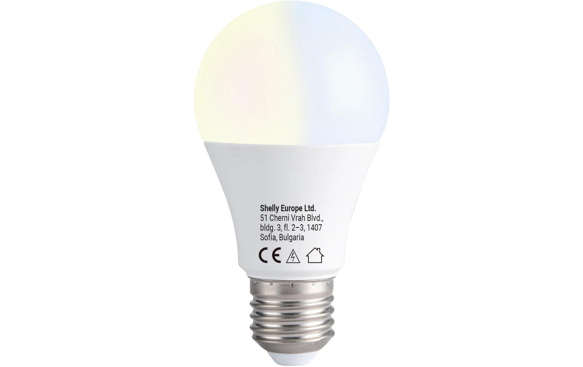 Shelly Smart-Leuchtmittel DUO E27 – 800 lm, 8,5 W, 2700–6500 K, dimmbar, WiFi/BT, für Alexa/Google, weiss