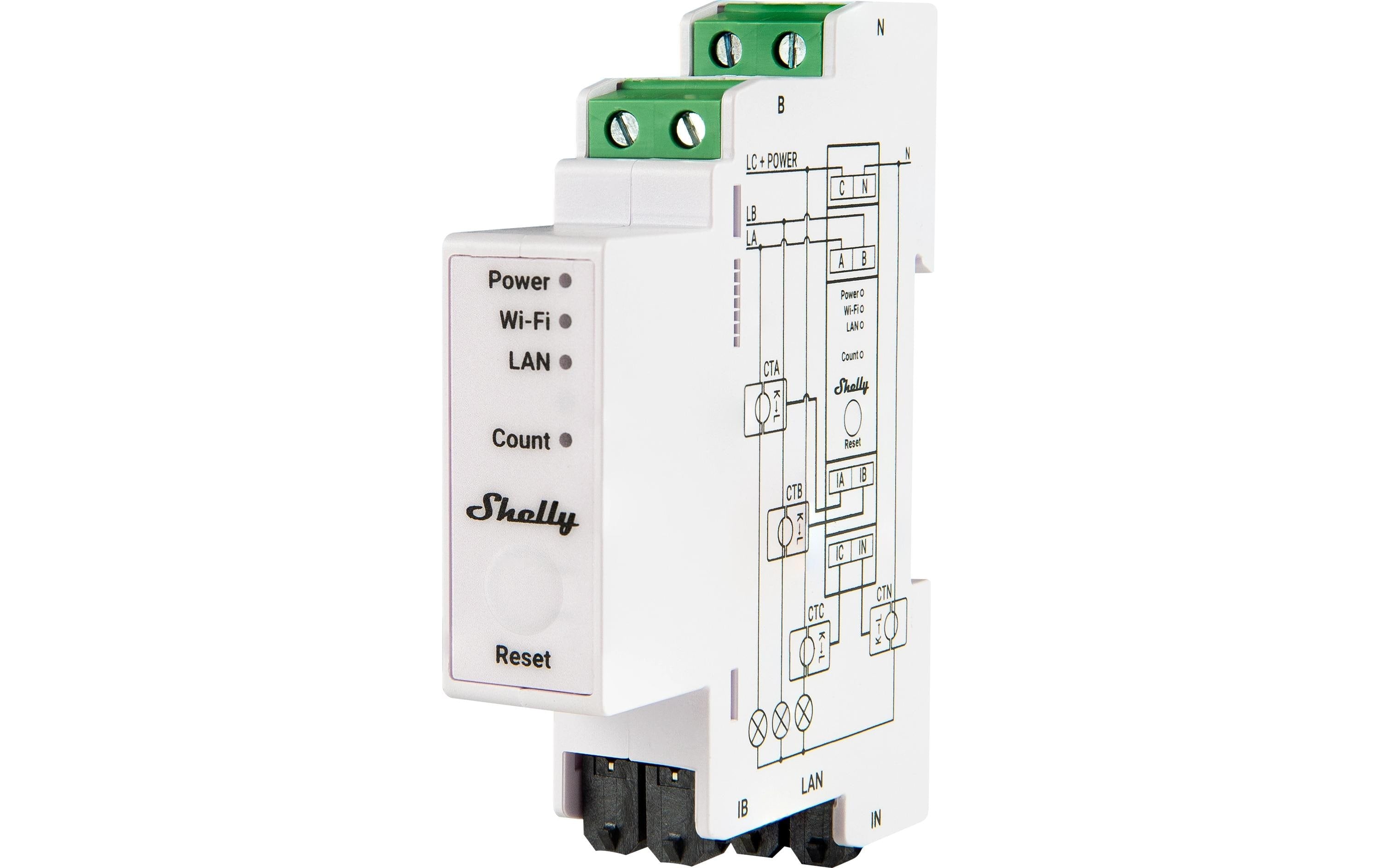 Shelly Pro 3EM – Energiezähler – 3-Phasen, LAN/WLAN, DIN-Schiene