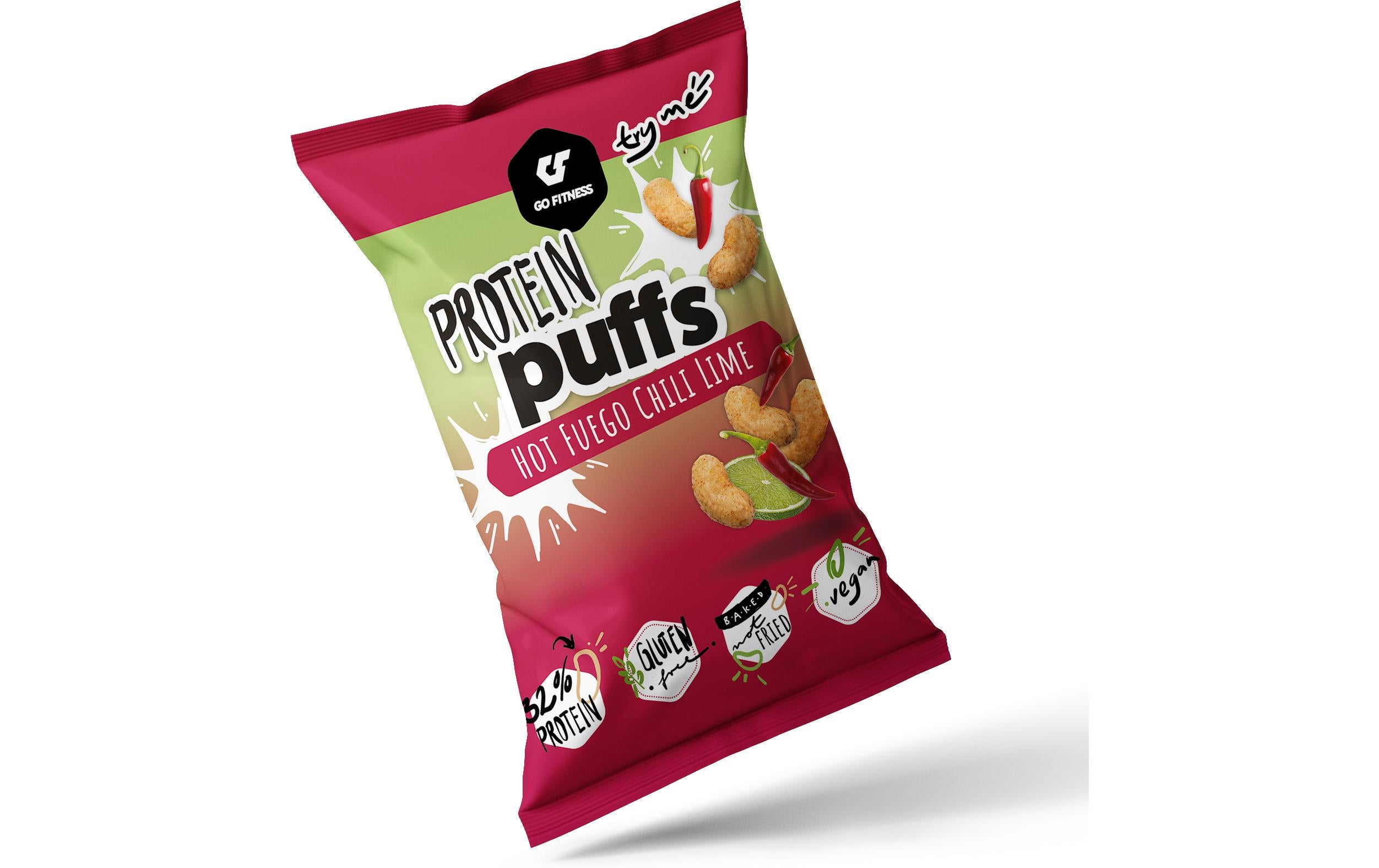 Go fitness GoFitness Protein Puffs Chips & Maissnacks – Chili & Limette, vegan – 50 g