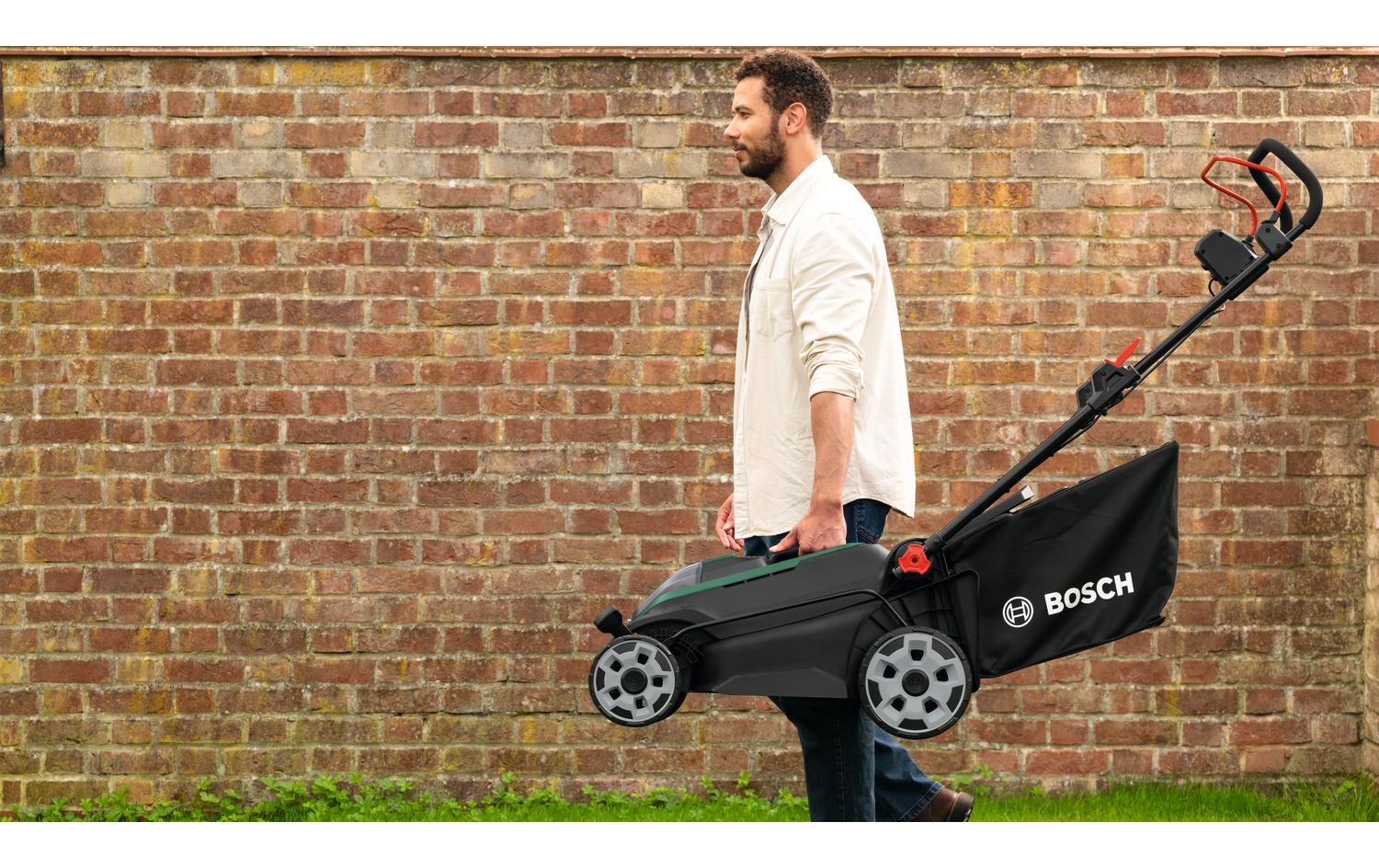 Bosch ROTAK18V2-43 Akku-Rasenmäher – 18 V – Schnittbreite 43 cm, 50 l – 2×4,0 Ah & Ladegerät – POWER FOR ALL
