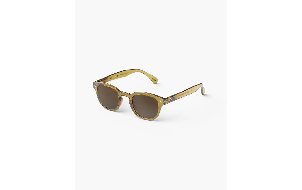 Izipizi Schutzbrille The Retro Square#C – Braune Gläser, 100 % UV-Schutz, Goldener Rahmen