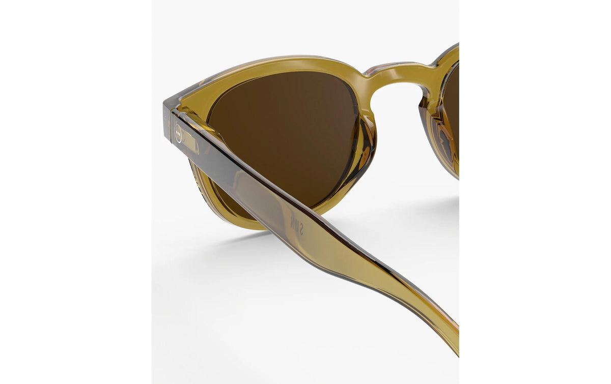 Izipizi Schutzbrille The Retro Square#C – Braune Gläser, 100 % UV-Schutz, Goldener Rahmen