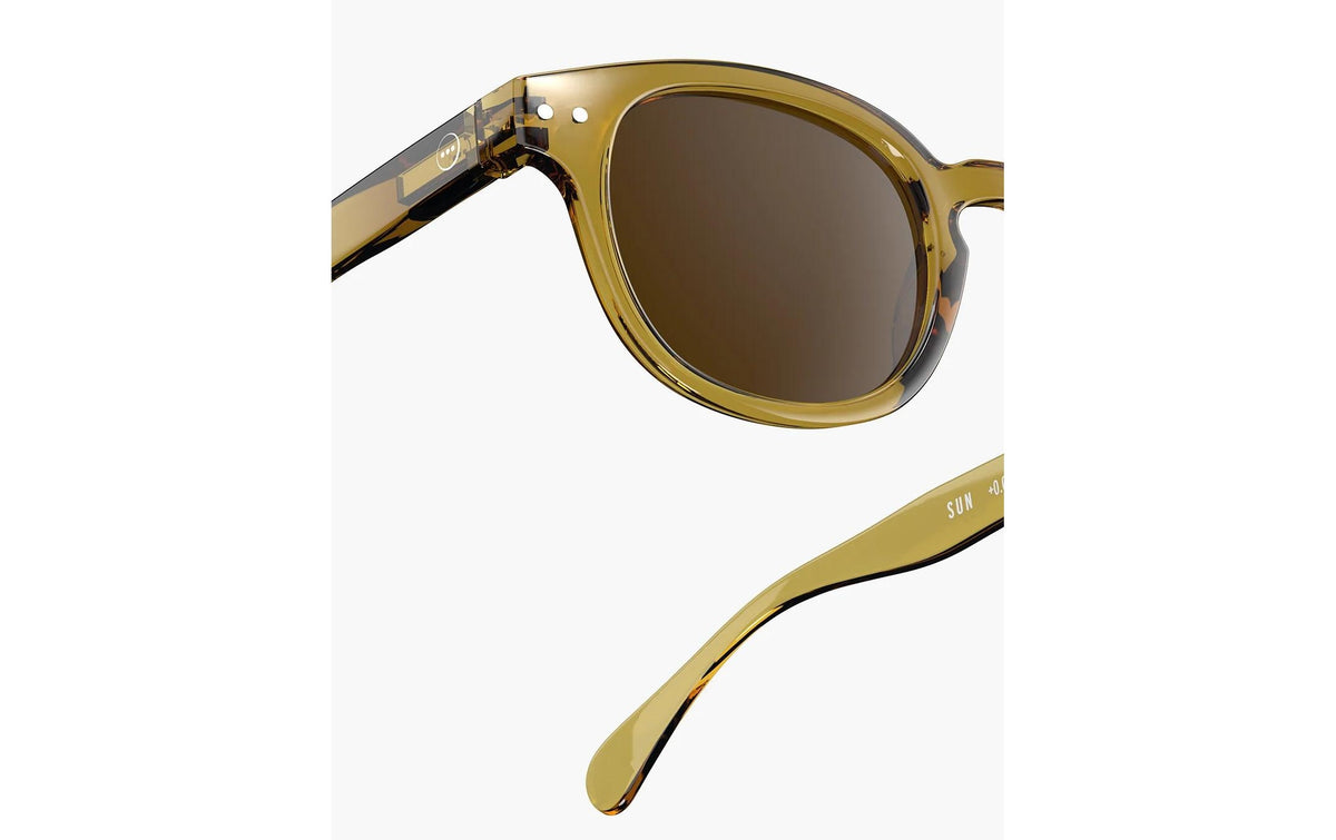 Izipizi Schutzbrille The Retro Square#C – Braune Gläser, 100 % UV-Schutz, Goldener Rahmen