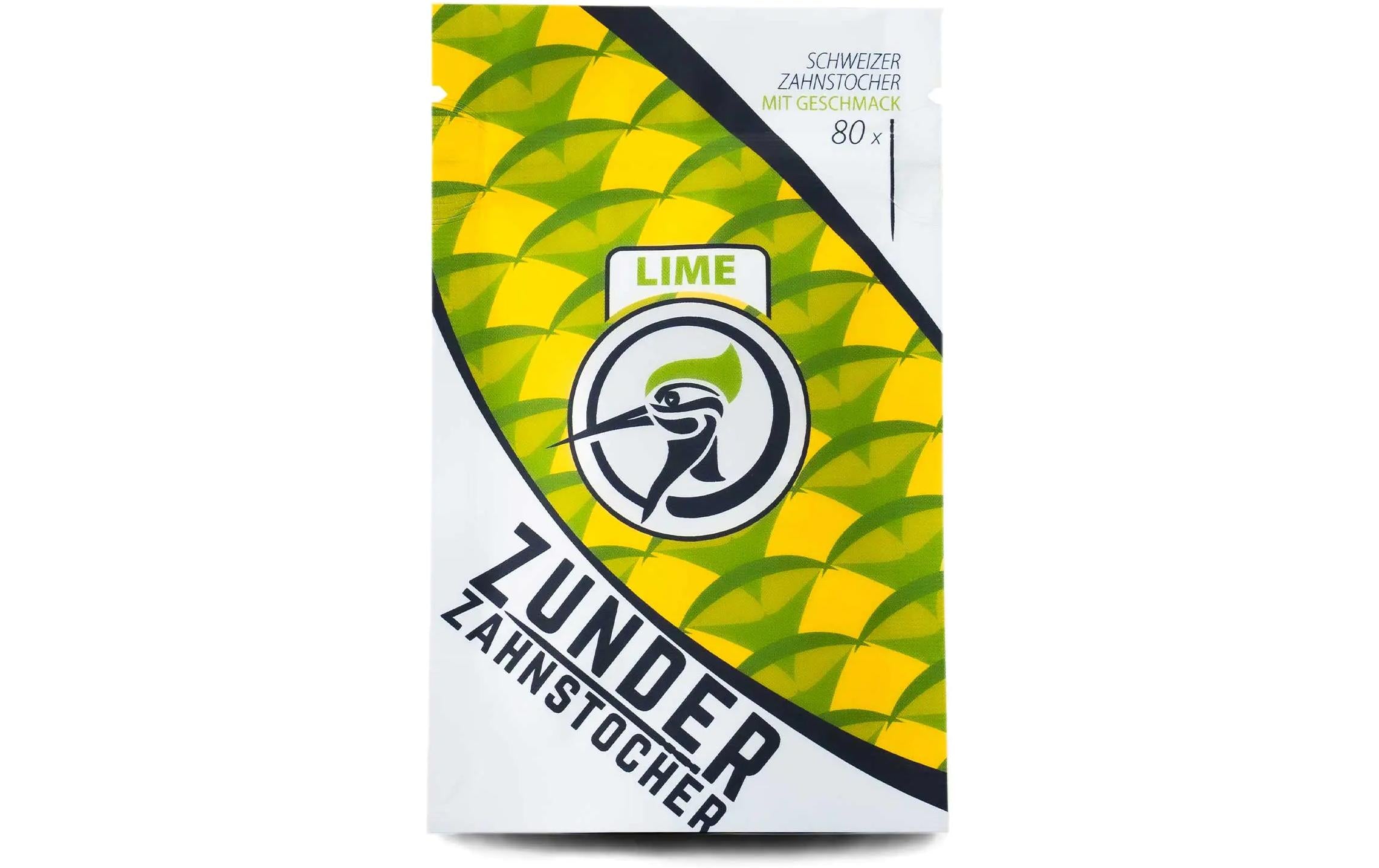 Zunder Zahnstocher Lime – Braun/Gelb – 7 cm – Birke (Holz) – 80 Stk