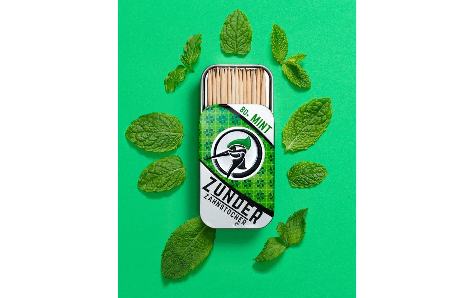 Zunder Zahnstocher Mint – 7 cm – Holz (Birke) – 80 Stk