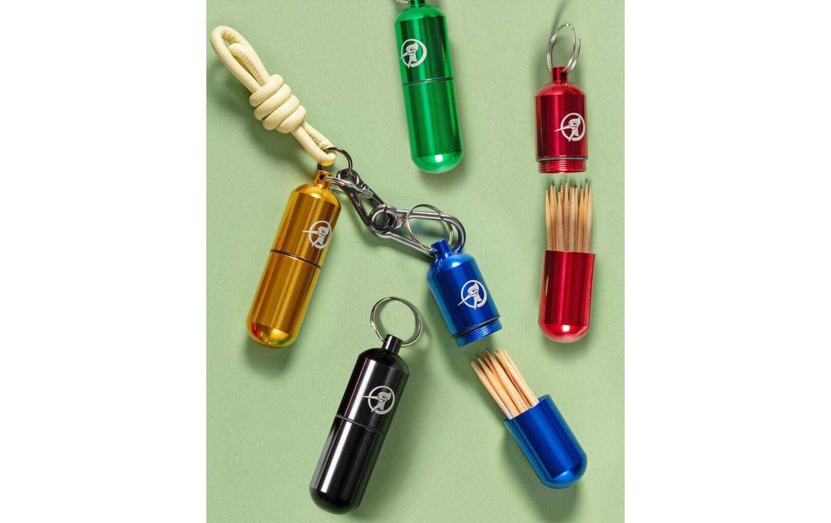 Zunder zahnstocher Zunder Deko-Schlüsselanhänger – Zahnstocherhalter für 40 Zahnstocher, Aluminium, Gold