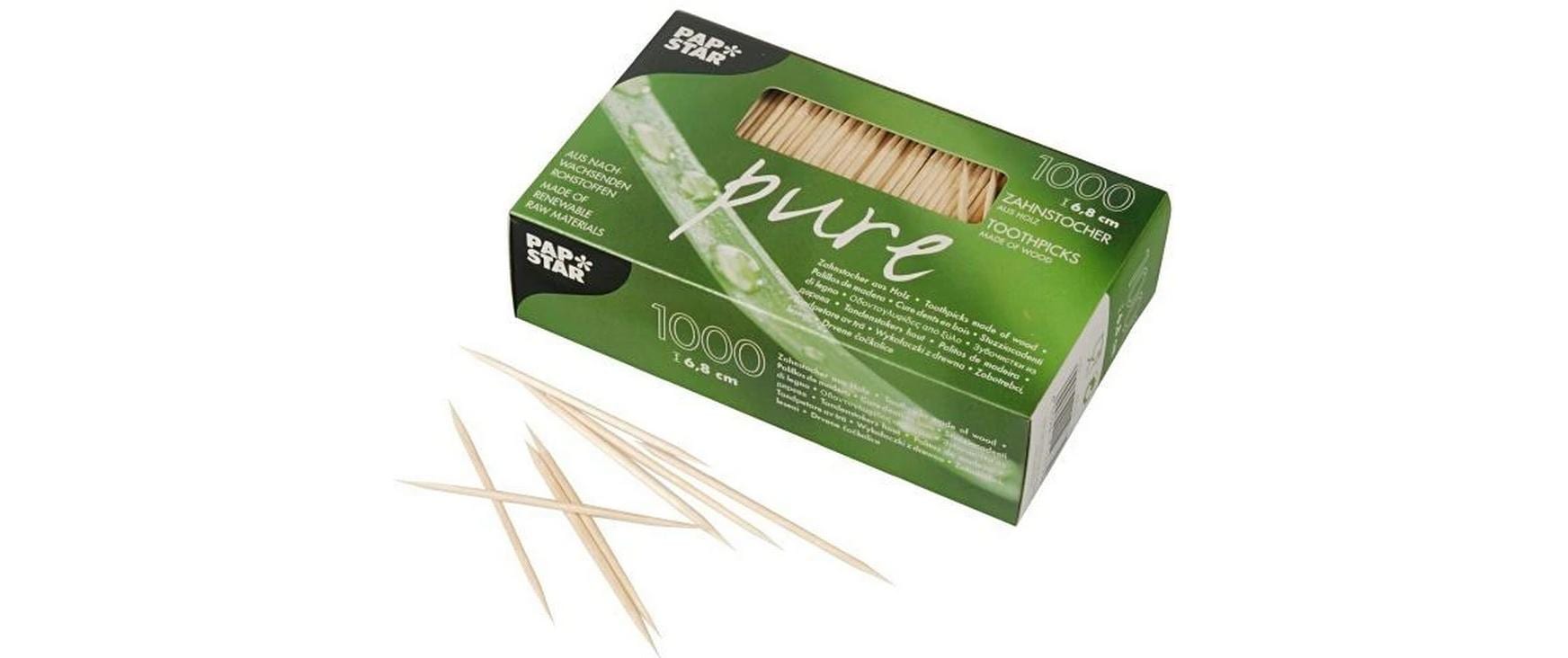 Papstar Zahnstocher PURE, Holz, 6,8 cm – 1000 Stk.