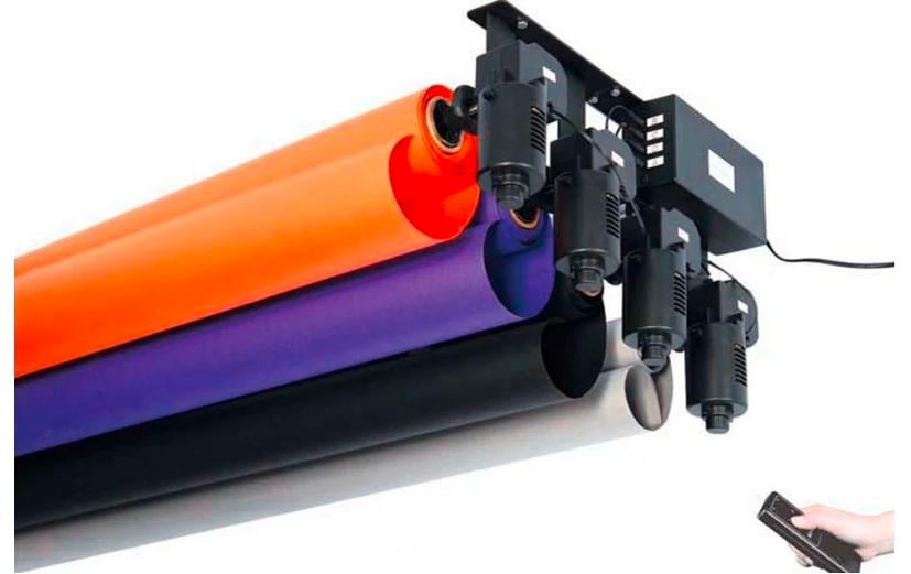 Nanlite Hintergrundsystem – elektrisch, 4-fach – 2,72 m × 11 m – Traglast 13 kg – Schwarz