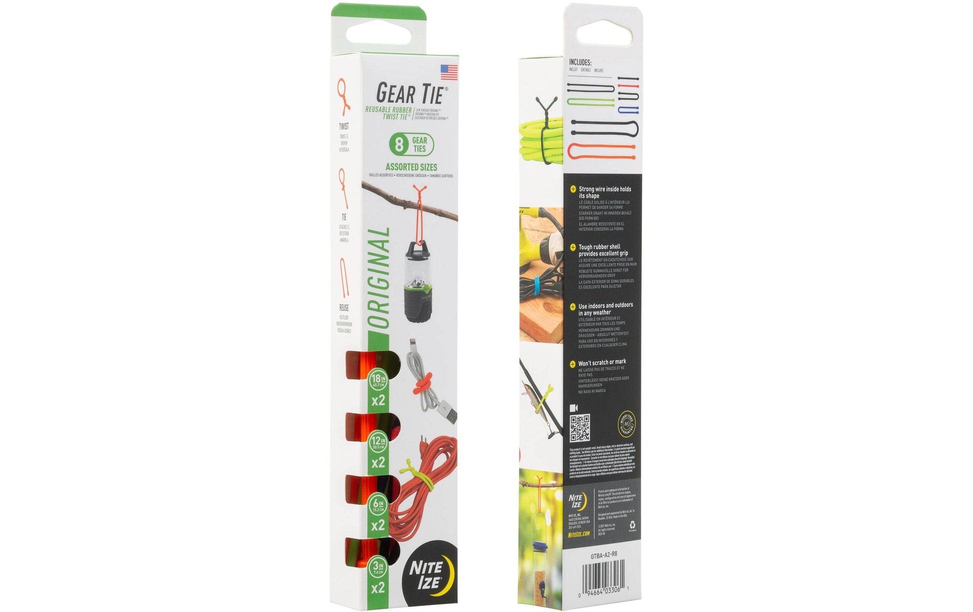 Nite Ize Kabelbinder-Set, 30,5 mm × 0,46 m, mehrfarbig, 8 Stück