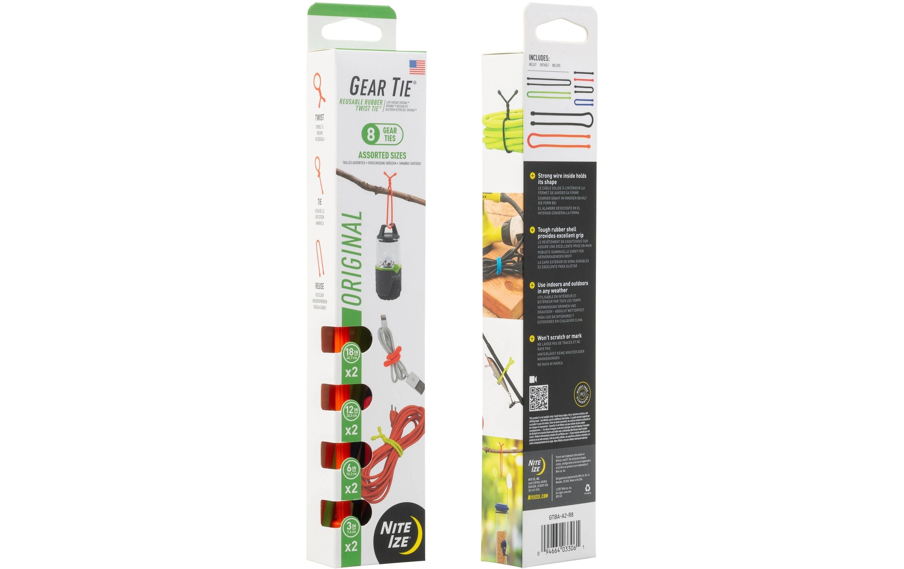 Nite Ize Kabelbinder-Set, 30,5 mm × 0,46 m, mehrfarbig, 8 Stück