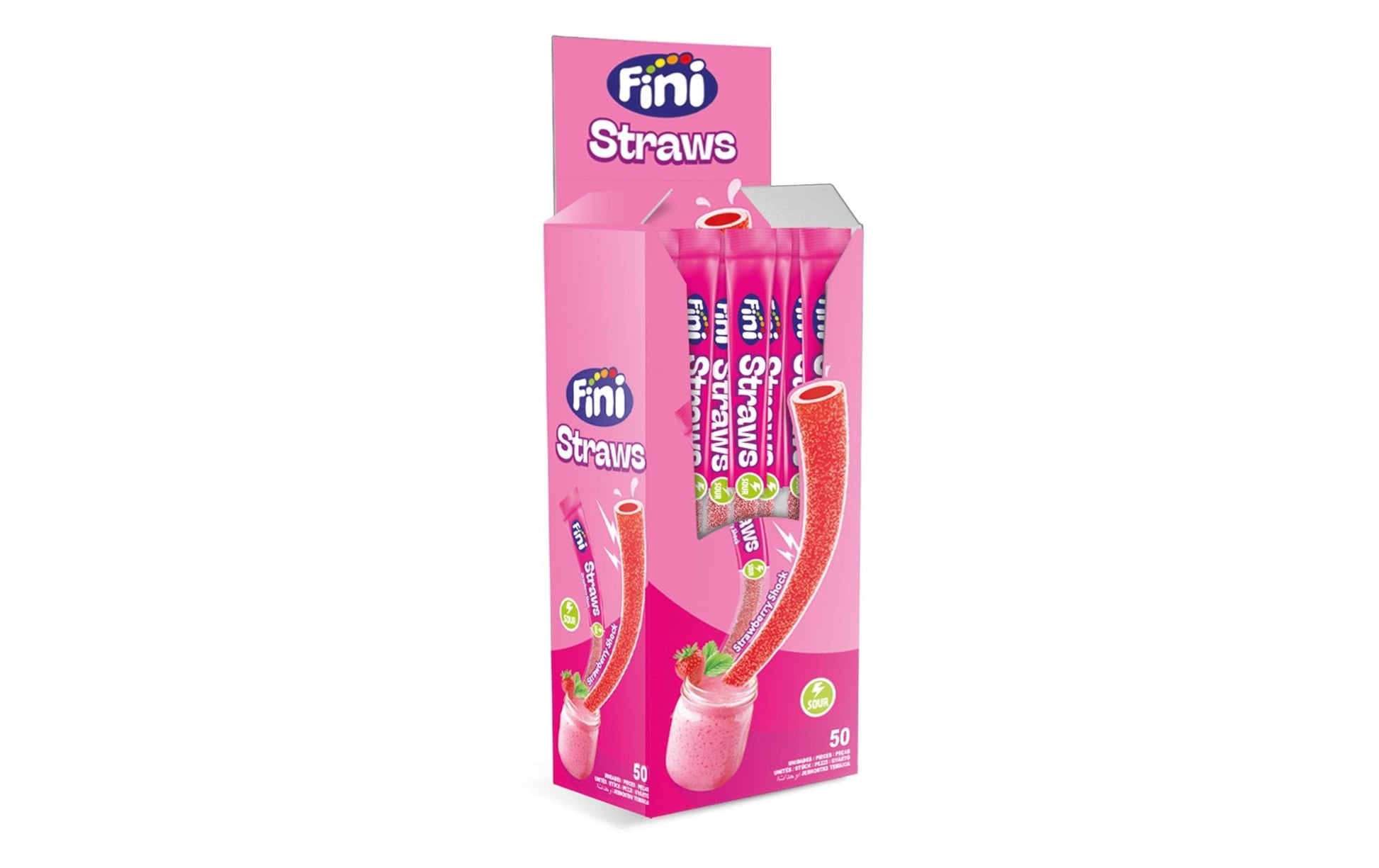 Fini Shooter Gummibonbons – süss/sauer, Erdbeerhalm – 1,25 kg