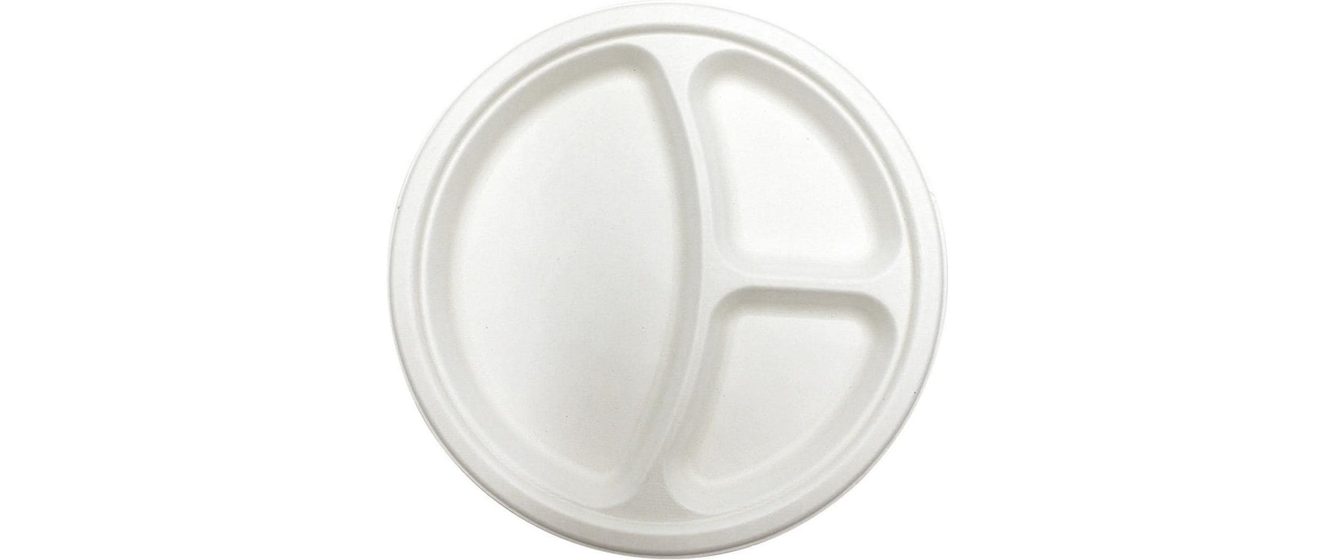Verive Teller, Bagasse (Zuckerrohr), 3-geteilt – weiss – 50 Stk.