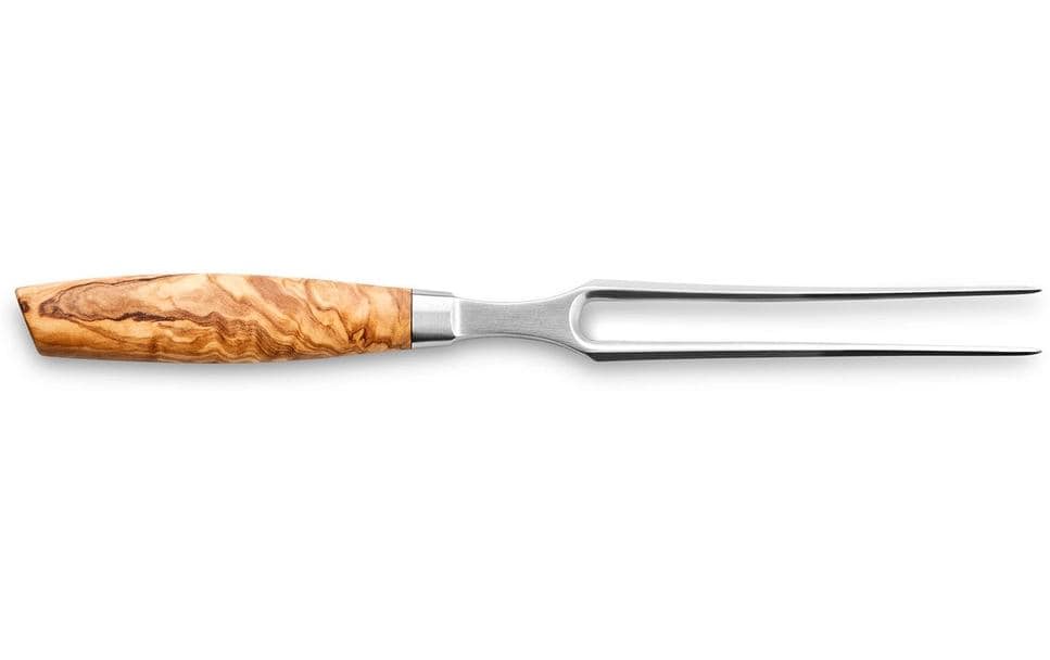 Wok Fleischgabel 18 cm, Olivenholz, Silber