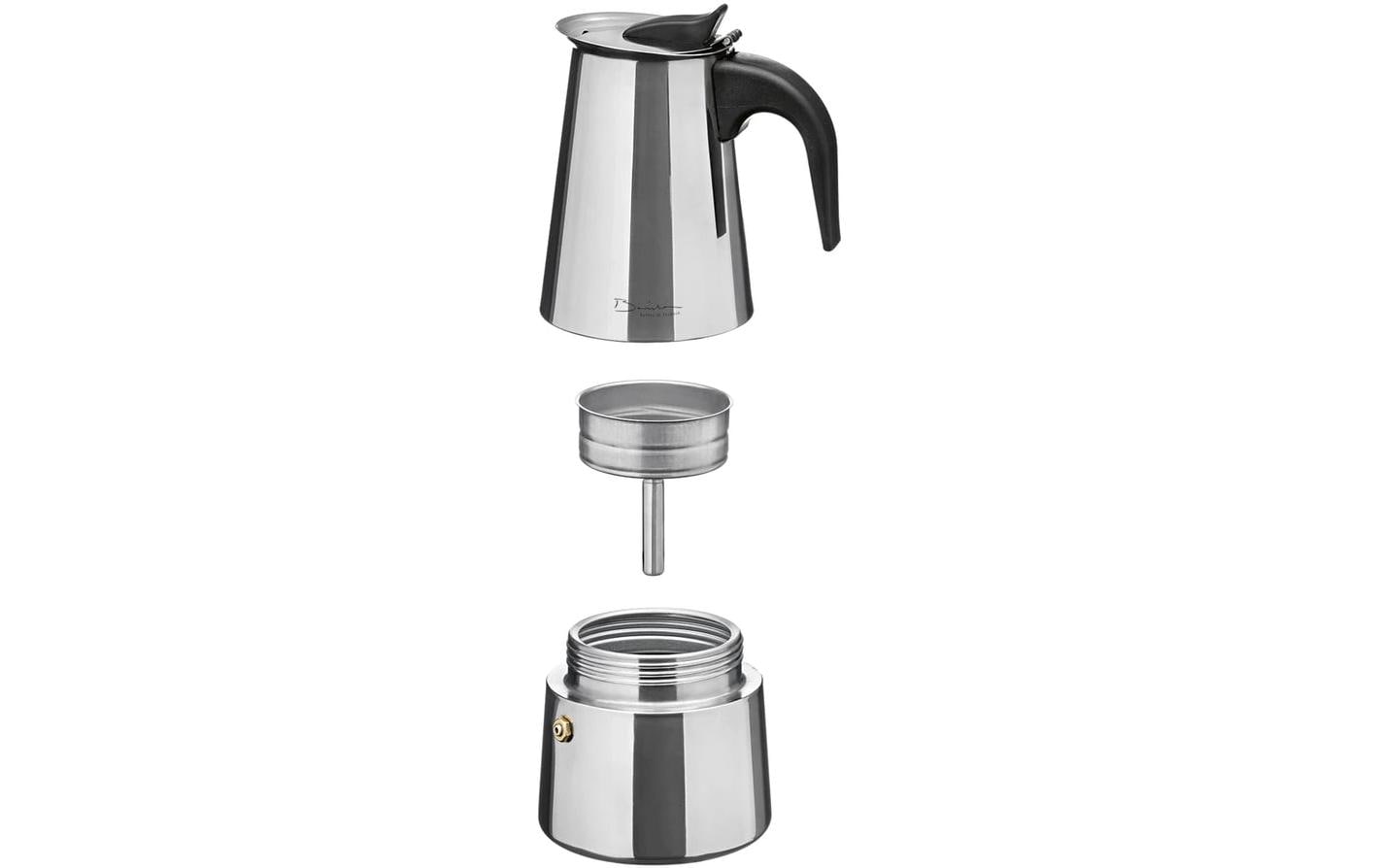 Barista Espressokocher – 300 ml, 6 Tassen, für Induktion – Schwarz/Edelstahl