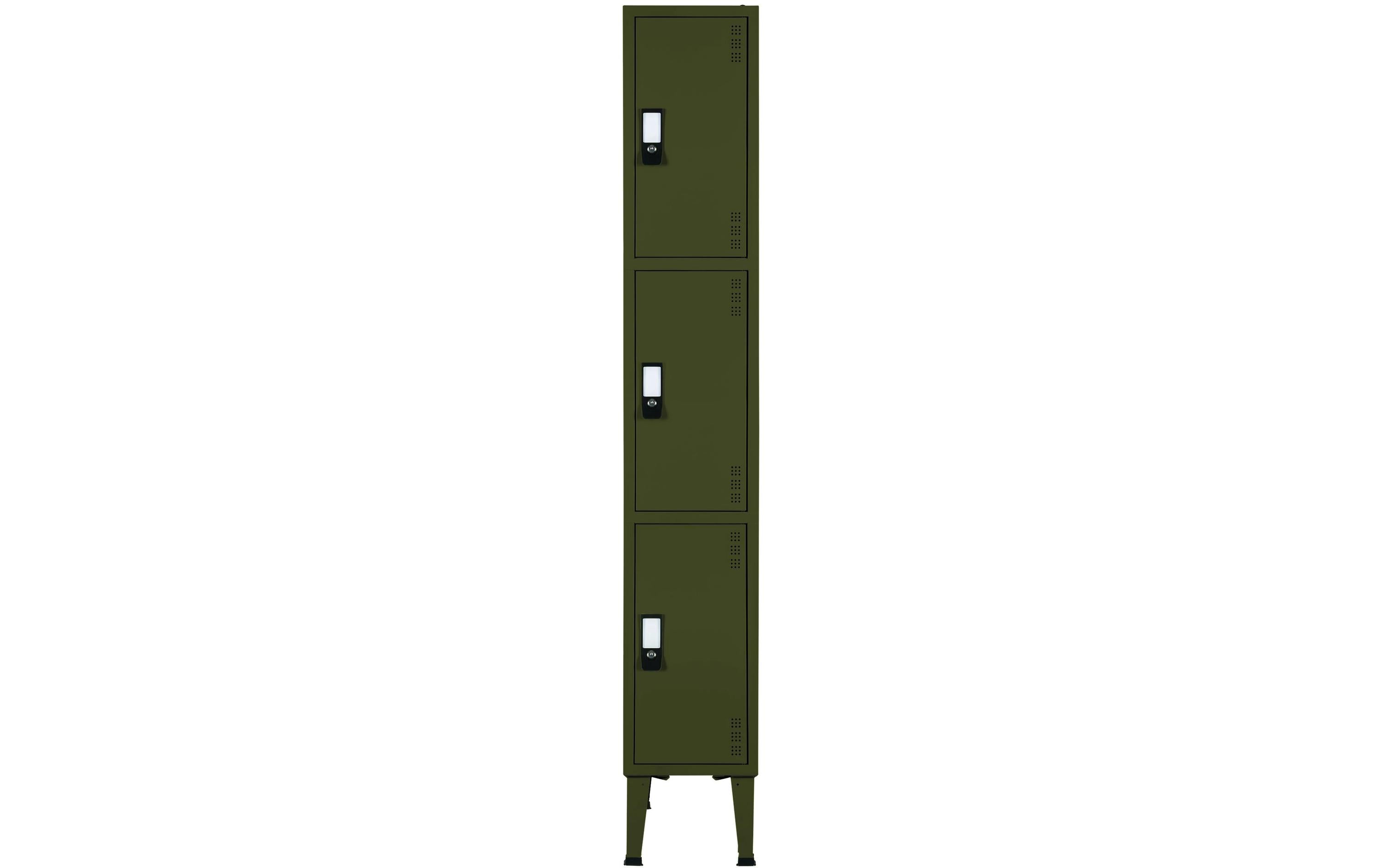 Bi-office 3-türiger Schrank, 300 × 500 × 1900 mm, Grün, Stahl
