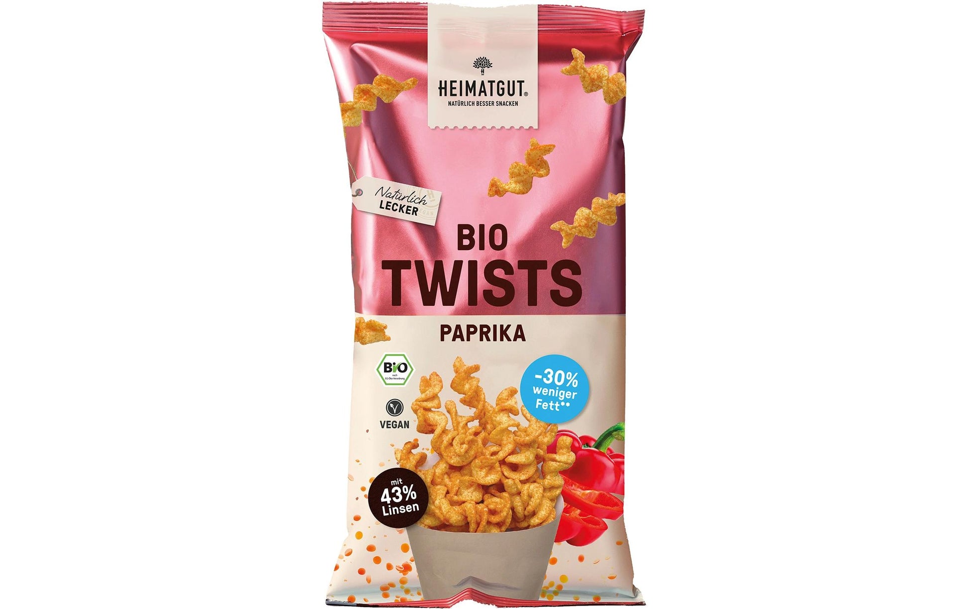 Heimatgut Twists Chips – Paprika, bio, vegan – 75 g