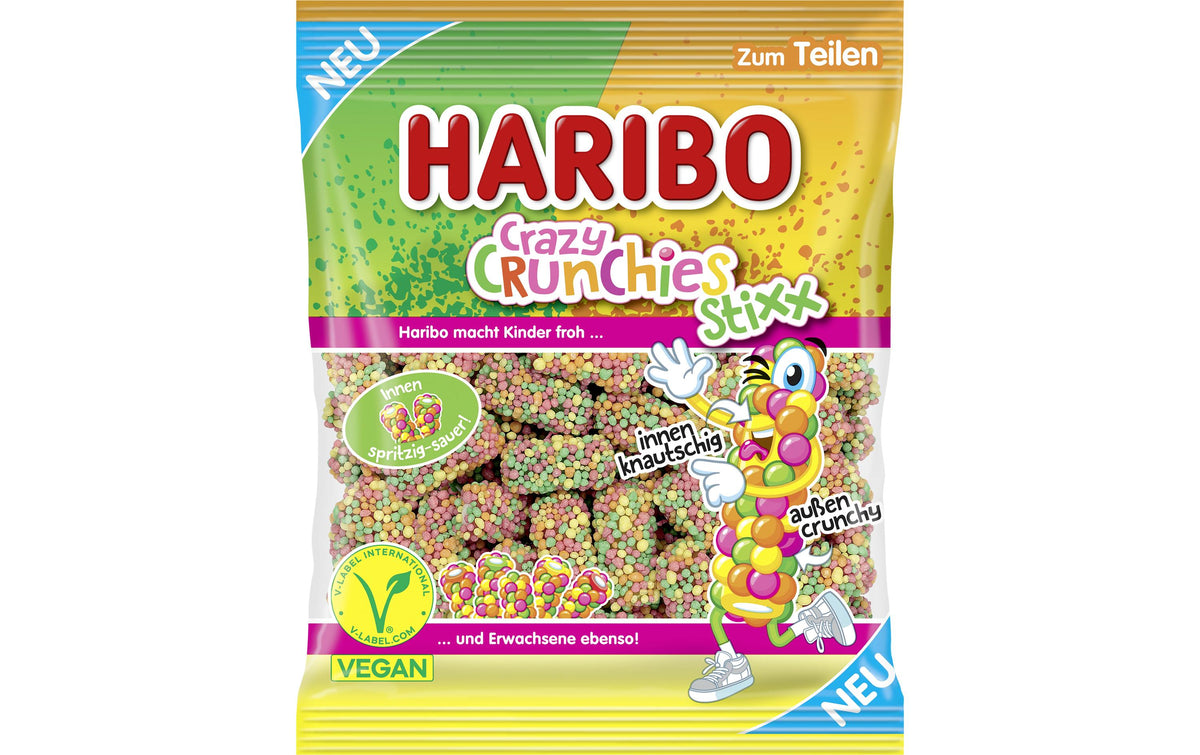 Haribo Crazy Crunchies Stixx Gummibonbons, vegan – 160 g