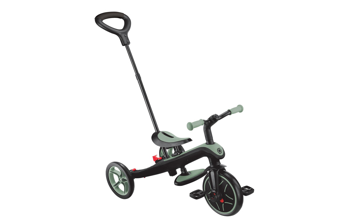 Globber Explorer Trike 4in1 Dreirad – Schiebestange, Gurt – 47 × 96 × 95 cm – ab 10 Monate – 20 kg – grün