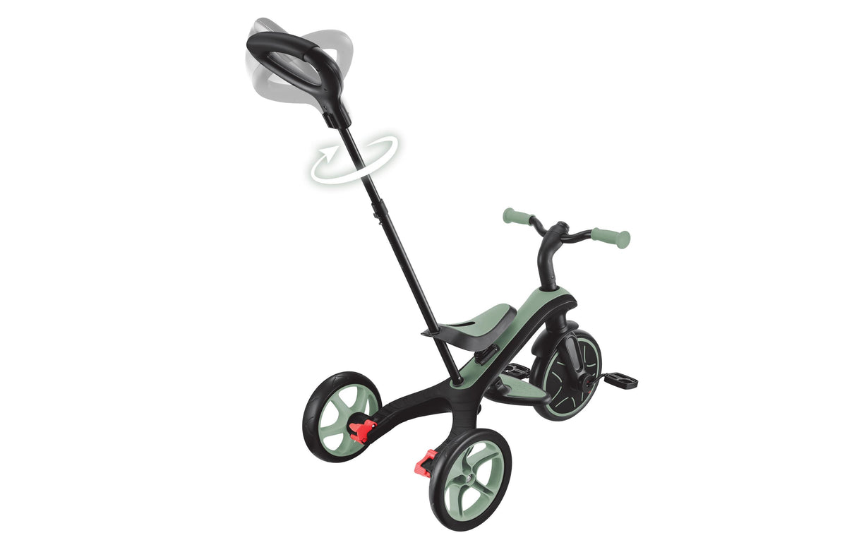 Globber Explorer Trike 4in1 Dreirad – Schiebestange, Gurt – 47 × 96 × 95 cm – ab 10 Monate – 20 kg – grün