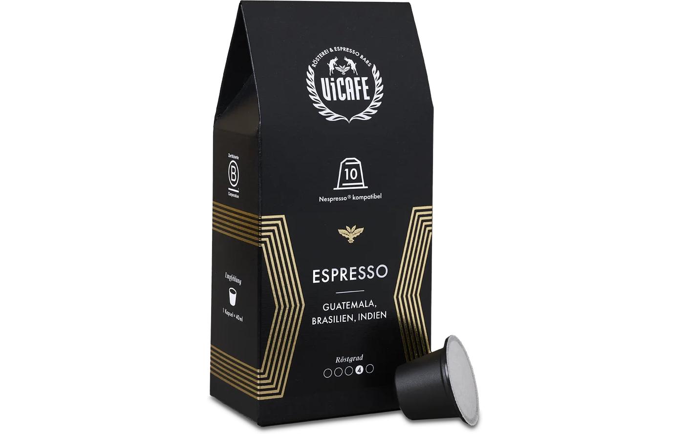 Vicafe Kapseln für Nespresso – Espresso, Caramel, 10 Kapseln