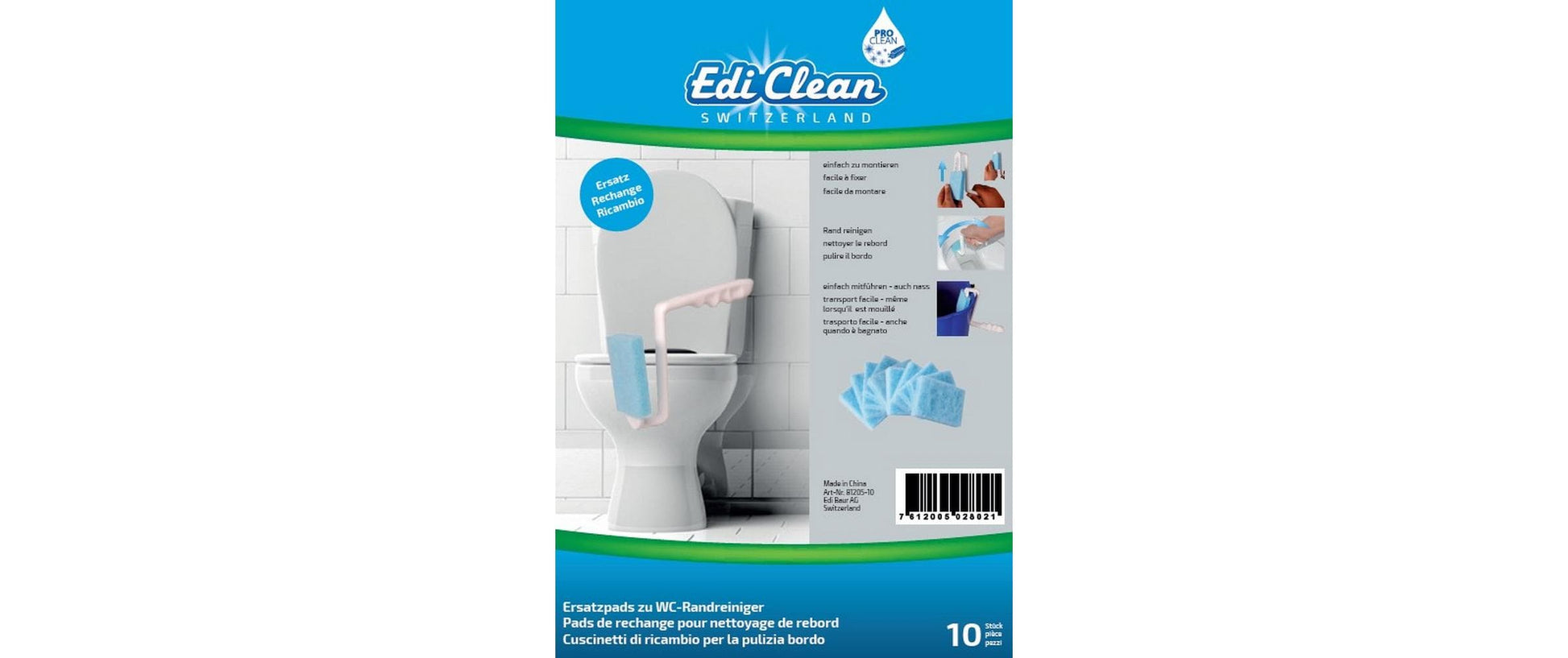 Edi Clean Wischbezug – 10 Stk. – Polyester – Hellblau – 19,8 × 22,9 × 4,8 cm
