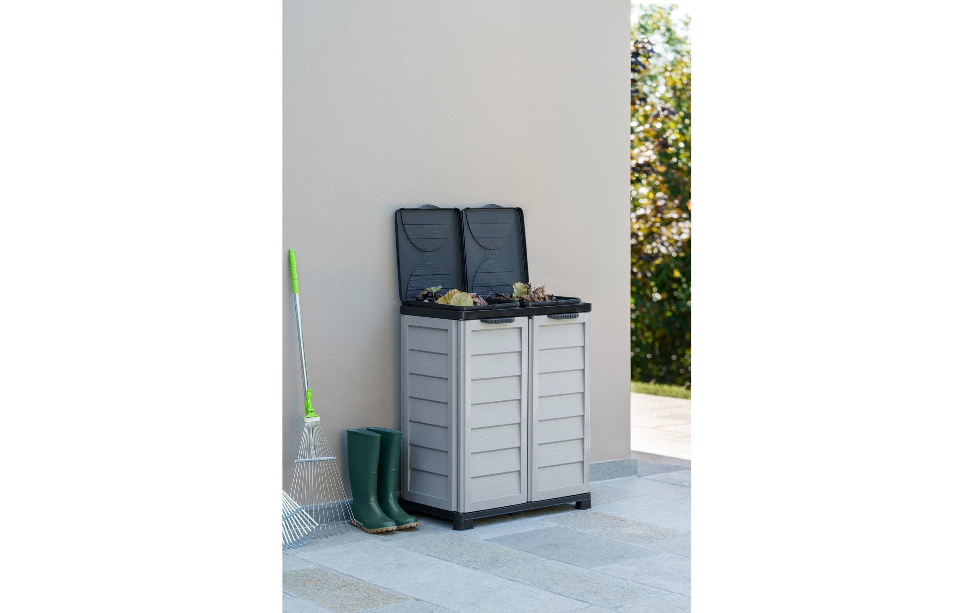 Edi Baur Systempapierkorb – 200 l – Kunststoff (PP), rechteckig – 2-fach – beige/braun