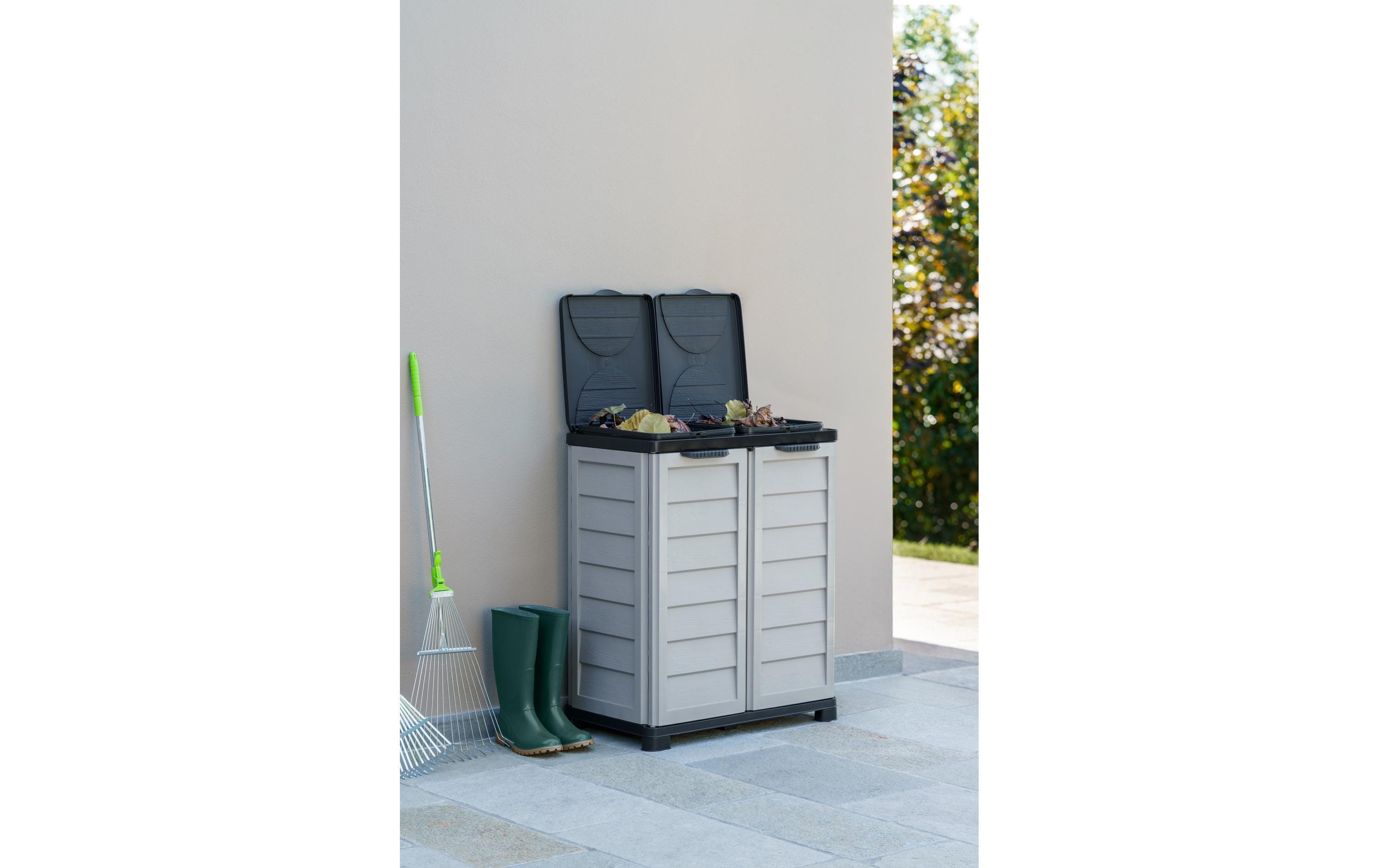 Edi Baur Systempapierkorb – 200 l – Kunststoff (PP), rechteckig – 2-fach – beige/braun