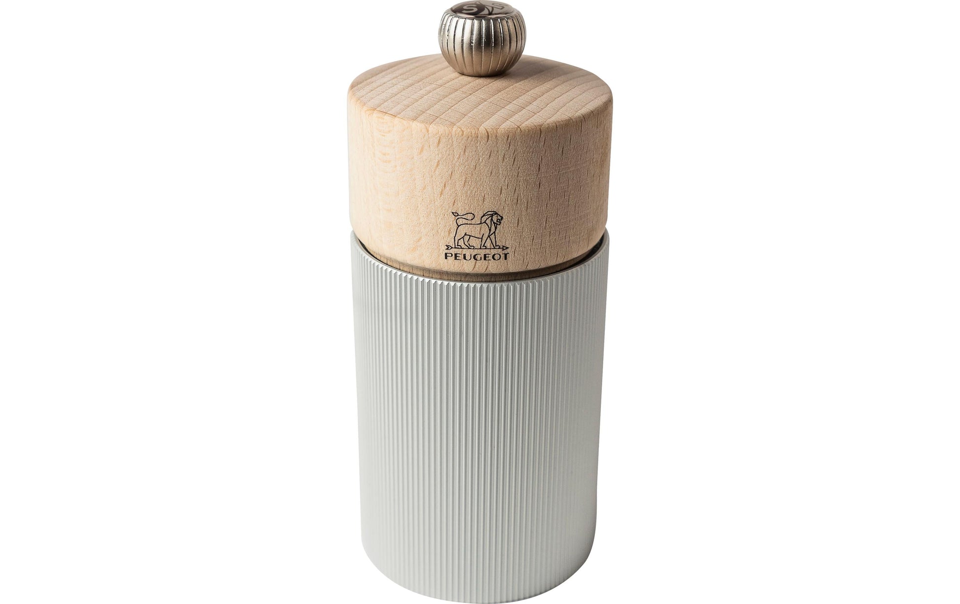 Peugeot Salz-/Pfeffermühle Ø 5,9 × 12 cm, Buchenholz/Aluminium, Braun/Grau