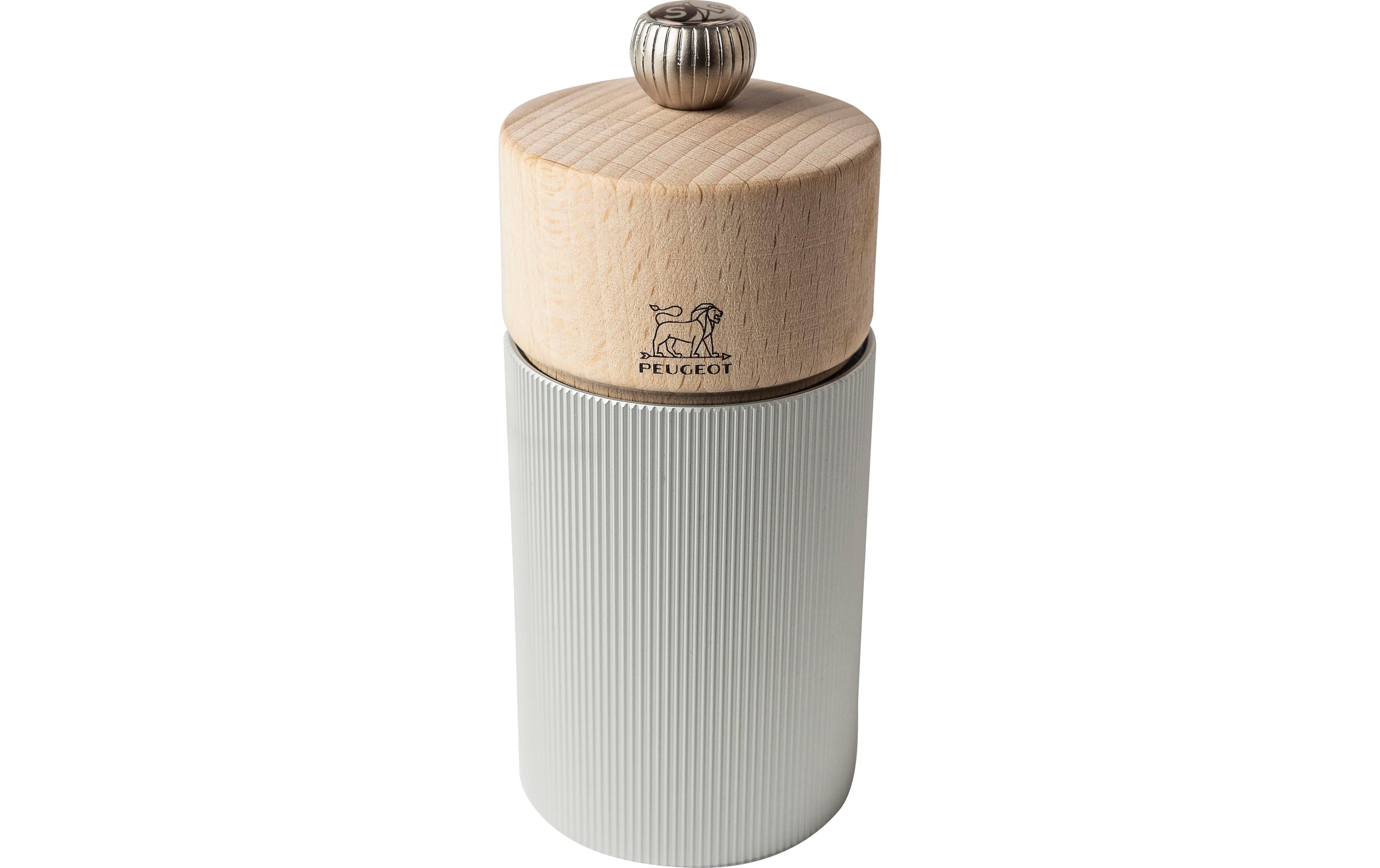 Peugeot Salz-/Pfeffermühle Ø 5,9 × 12 cm, Buchenholz/Aluminium, Braun/Grau