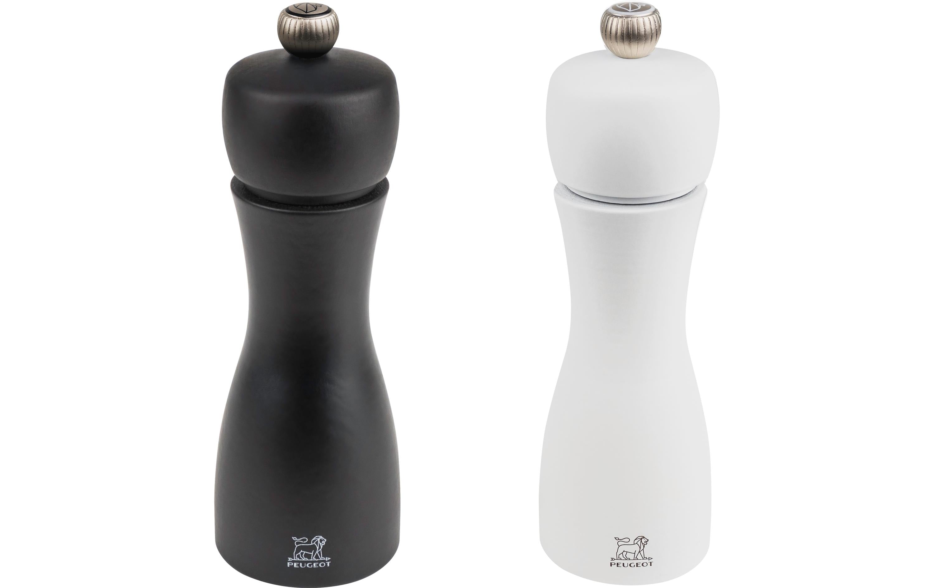 Peugeot Salz- und Pfeffermühle 15 cm, Buchenholz/Stahl, Schwarz/Weiss, 2-teilig, stufenlos